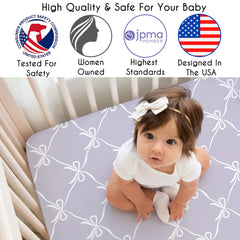 Sweet Jojo Designs crib sheet close-up highlights soft microfiber fabric.