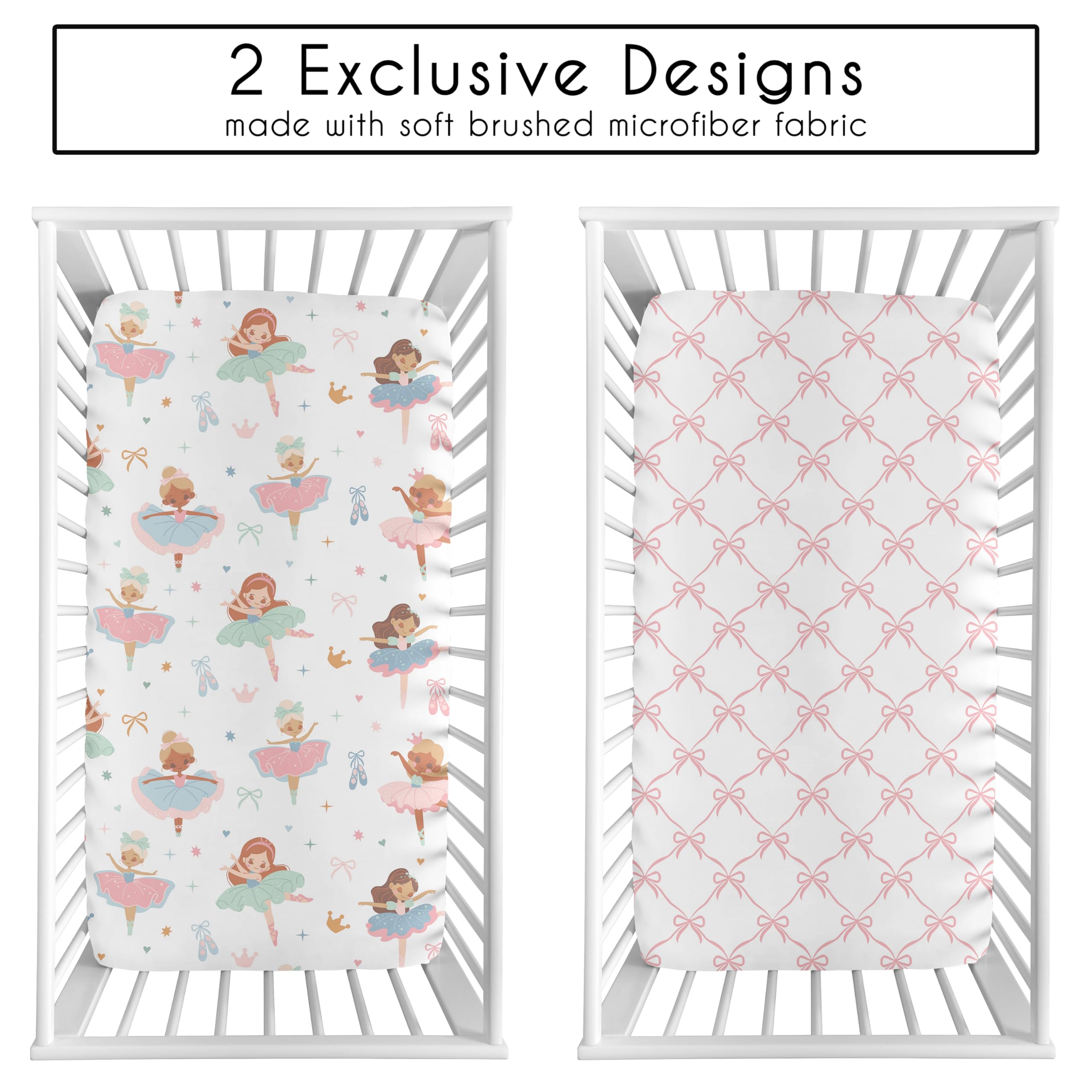 Sweet Jojo Designs ballerina motif crib sheet adds graceful charm and comfort.