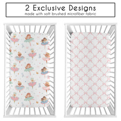 Sweet Jojo Designs ballerina motif crib sheet adds graceful charm and comfort.