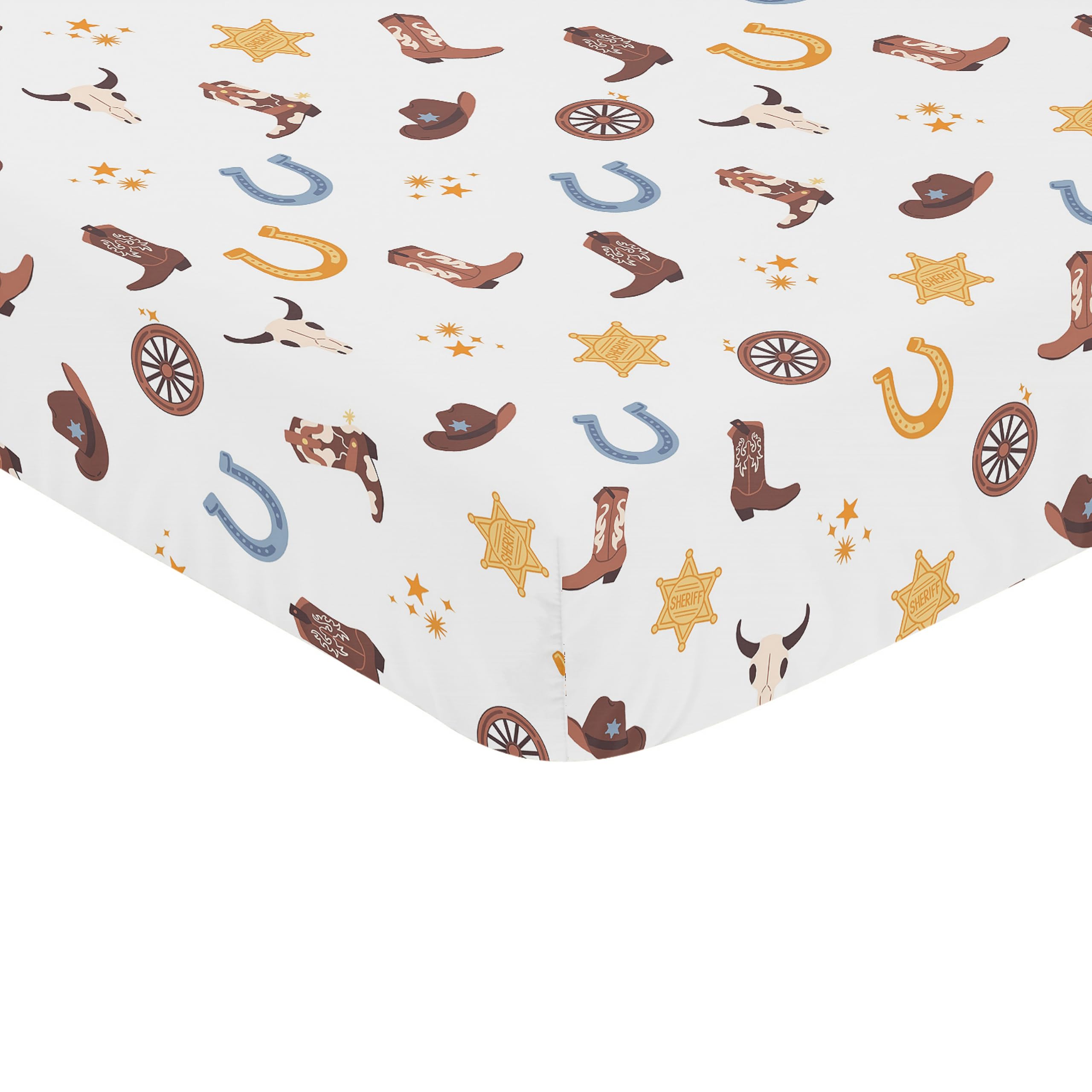 Sweet Jojo Designs blue southwestern print crib sheet coordinates with matching accessories