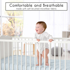 Sweet Jojo Designs blue white clouds sheet creates a calming, gender neutral nursery vibe
