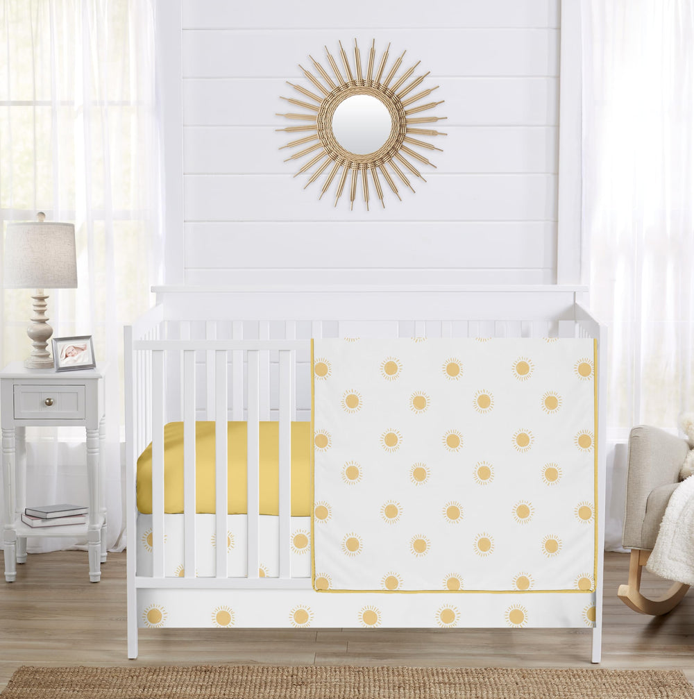 Sweet Jojo Designs boho sun blanket with mustard print for cozy nursery decor