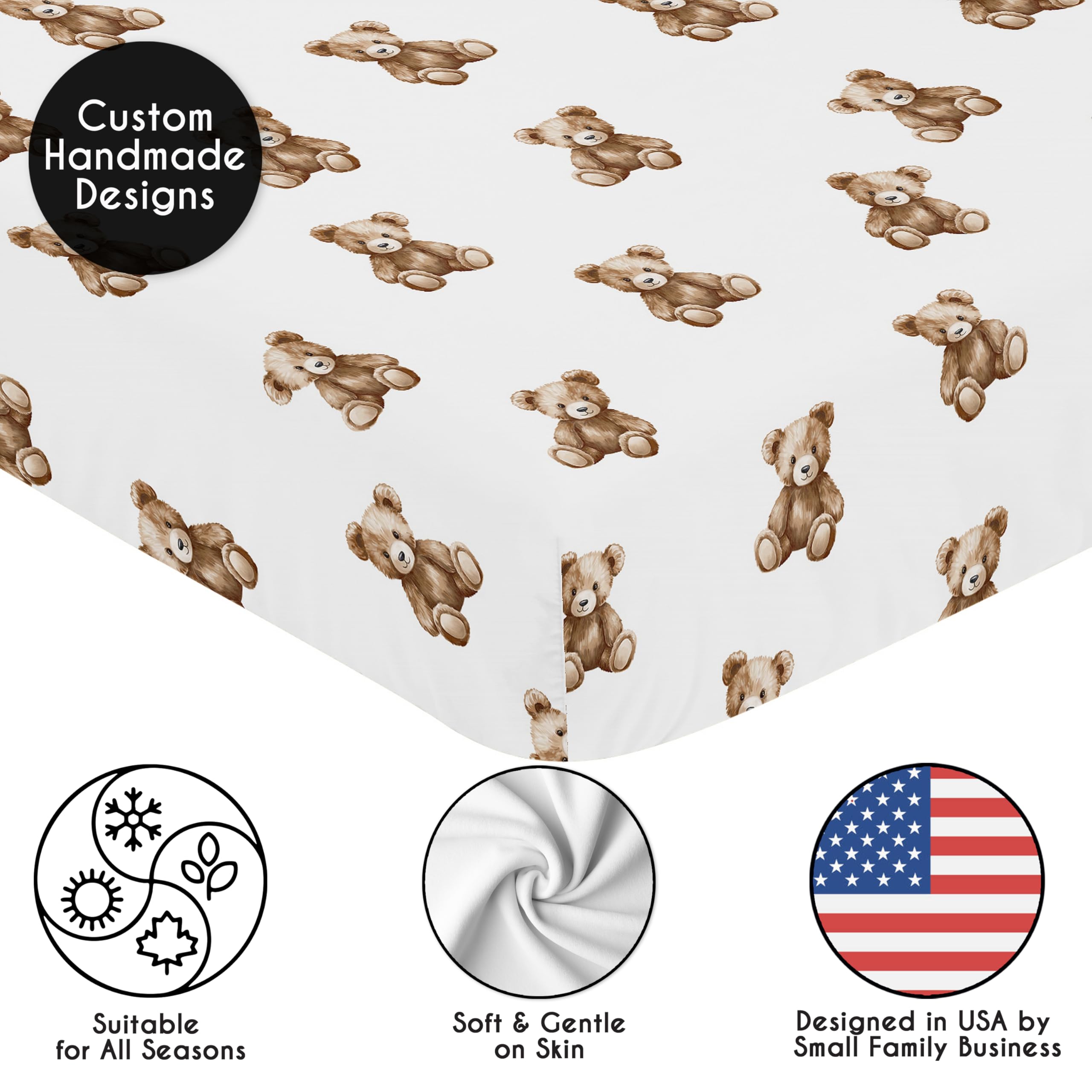 Sweet Jojo Designs gender-neutral teddy bear sheet makes gifting easy