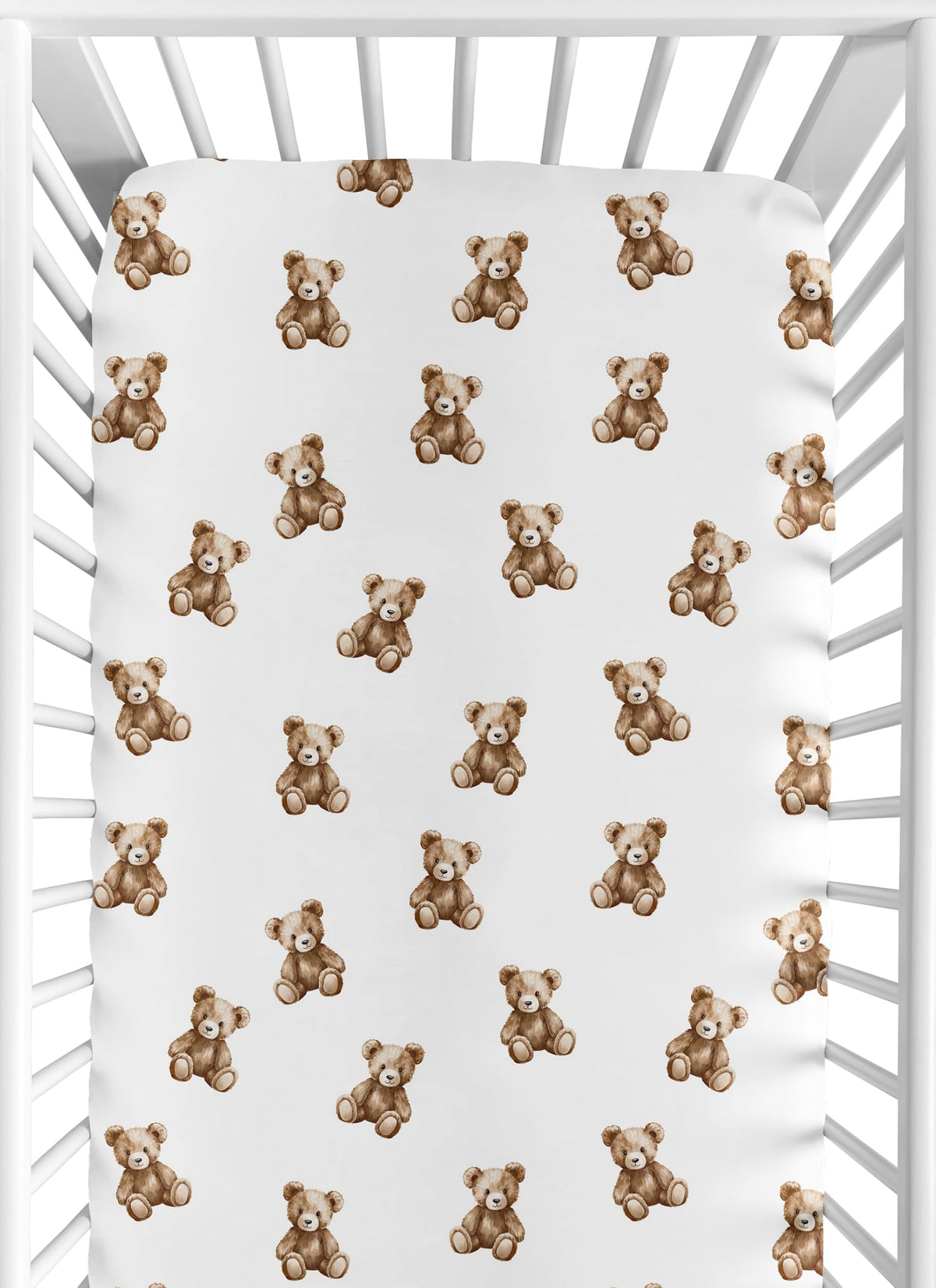 Sweet Jojo Designs boho teddy bears sheet with snug-fit elastic for a secure crib
