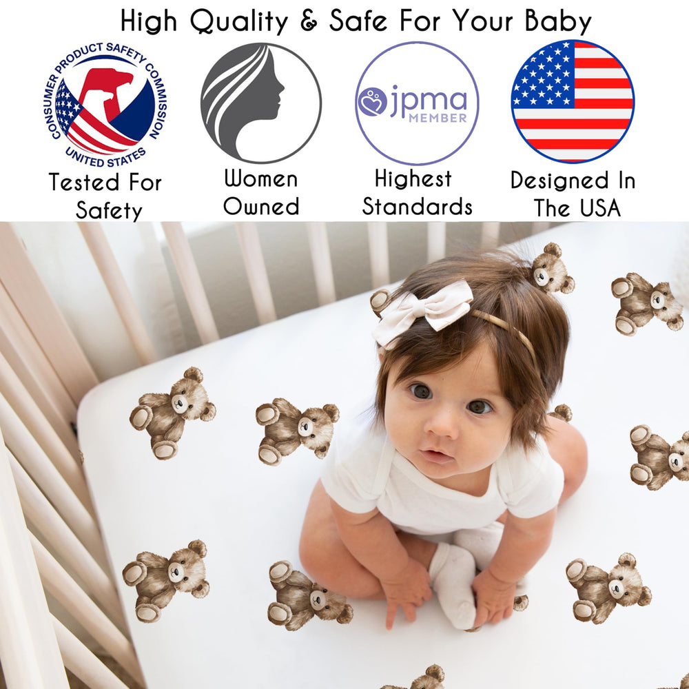 Sweet Jojo Designs USA-designed crib sheet blends practicality with kid-friendly style