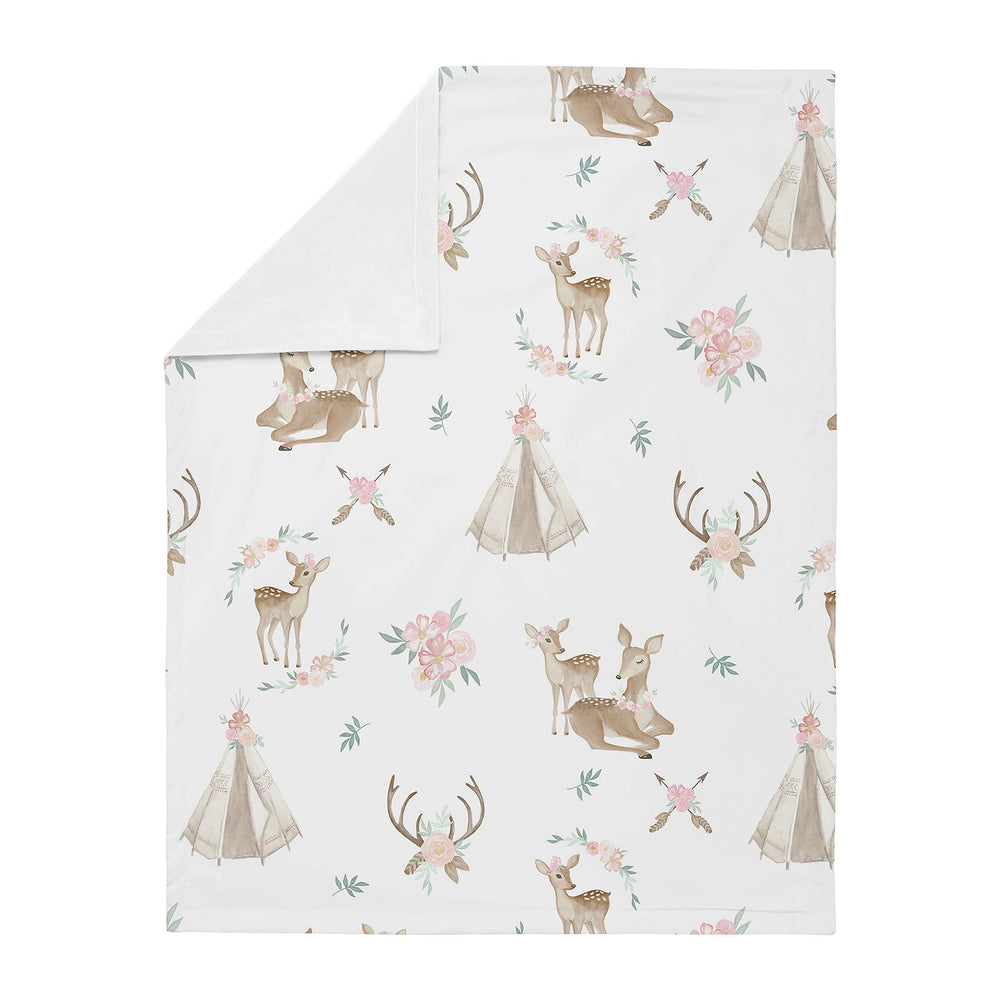 Sweet Jojo Designs boho watercolor deer blanket reverse minky side for plush warmth