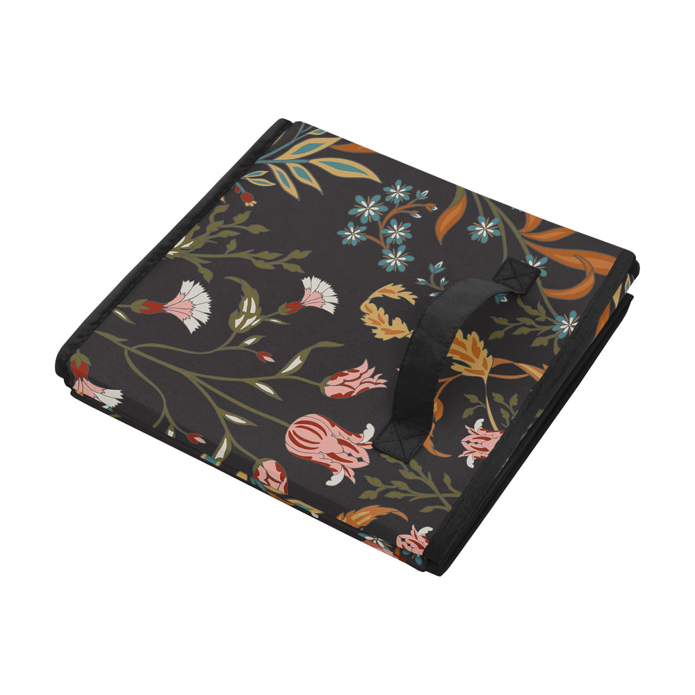 Sweet Jojo Designs boho wildflower storage bin close-up handle detail shows durability.