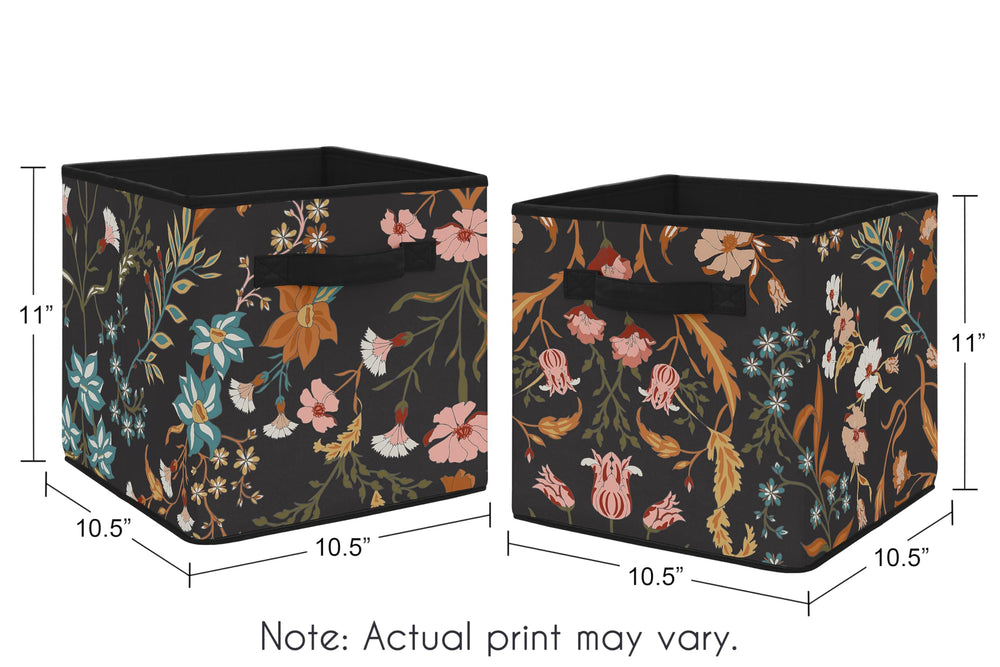 Sweet Jojo Designs boho wildflower storage bin in orange perfect for closet organization.