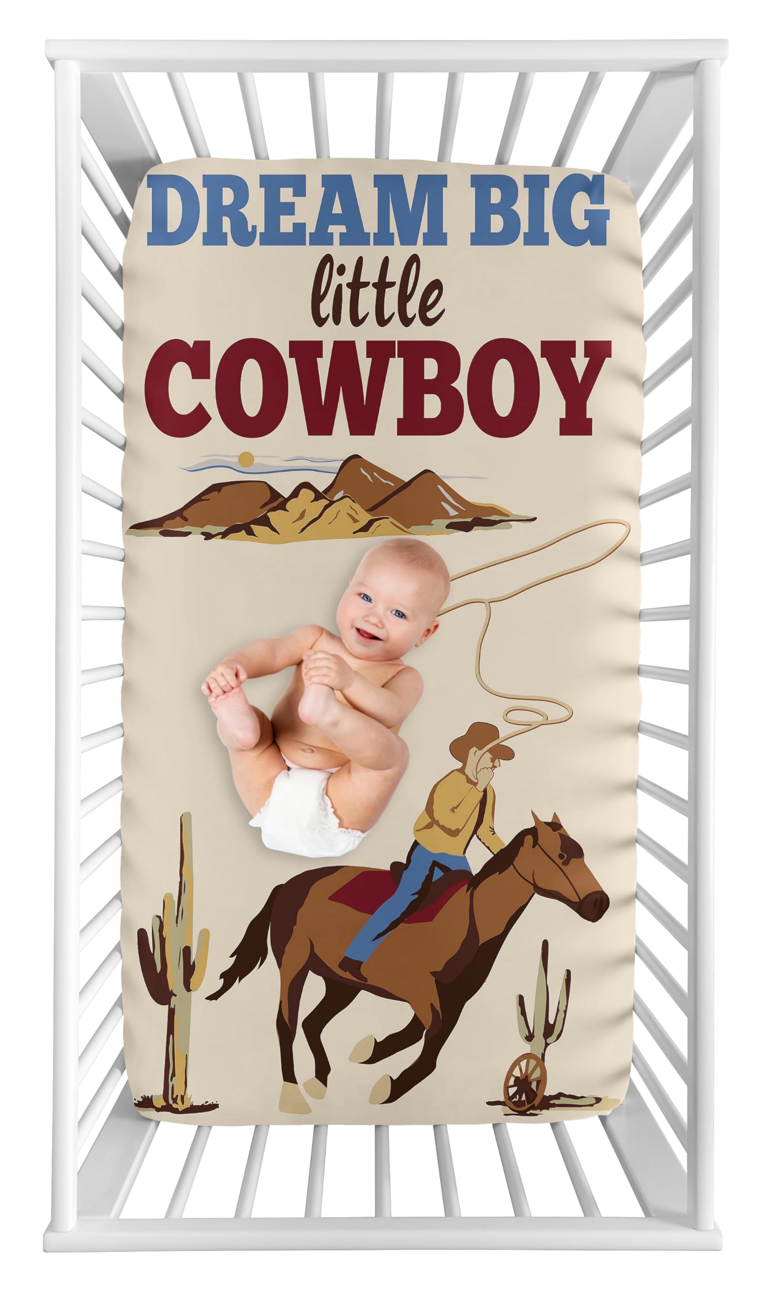 Sweet Jojo Designs boy-friendly Western motif crib sheet for standard cribs.