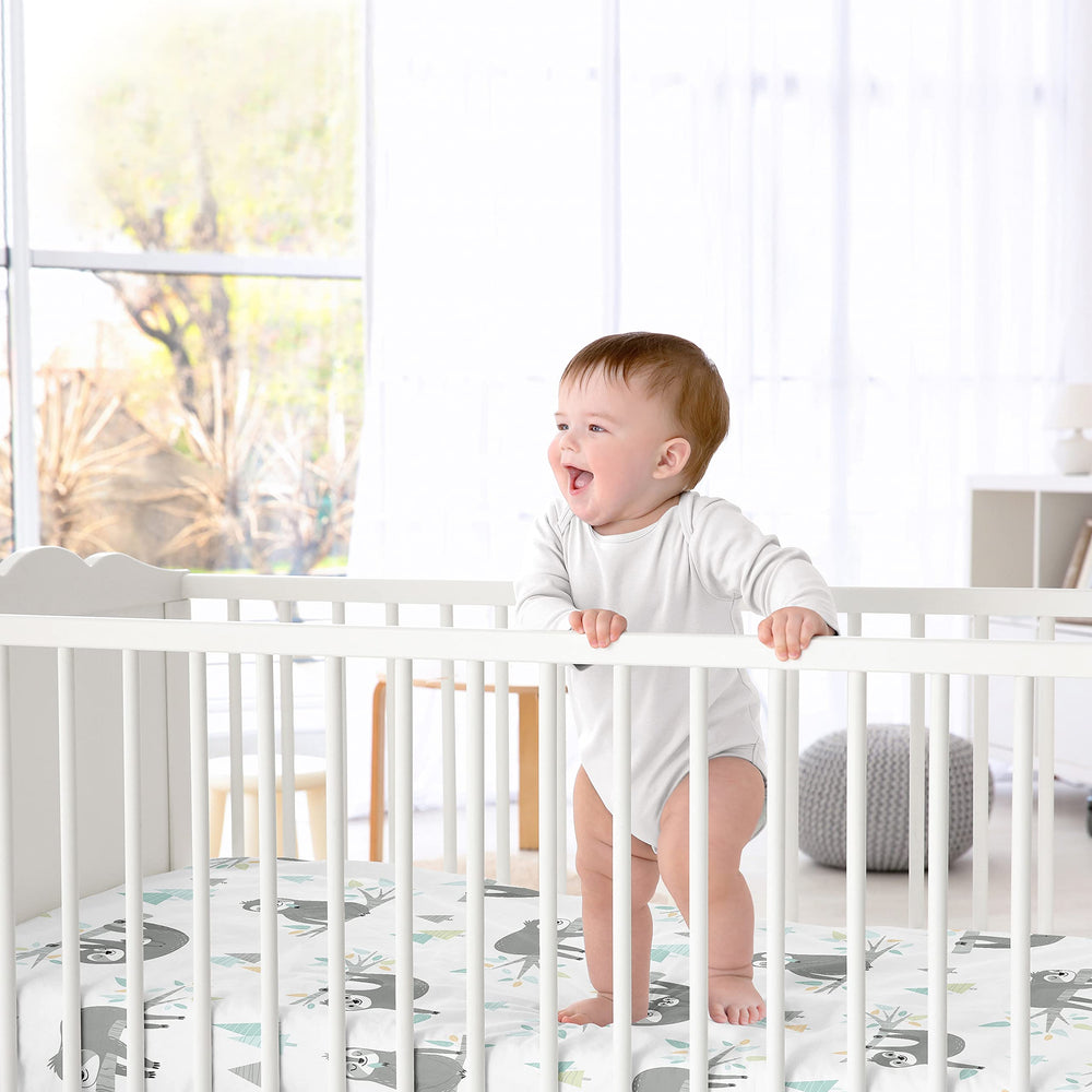 Sweet Jojo Designs breathable brushed microfiber sheet keeps baby comfortable during naps and night changes.