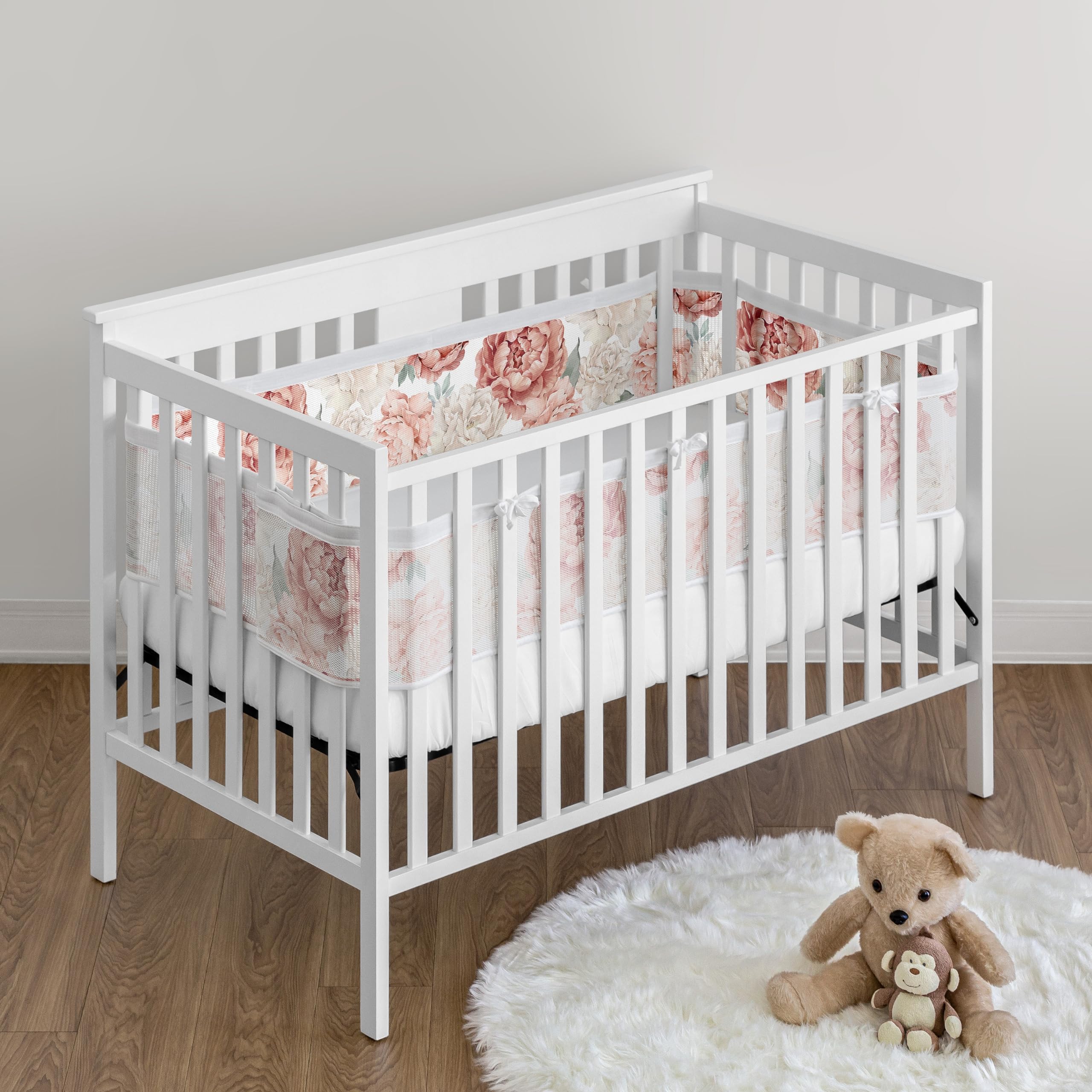 Sweet Jojo Designs BreathableBaby short panel liner shows taut mesh for secure fit