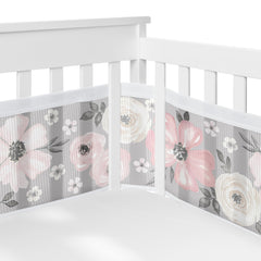 Sweet Jojo Designs breathable mesh crib liner long panel for secure sides and airflow.