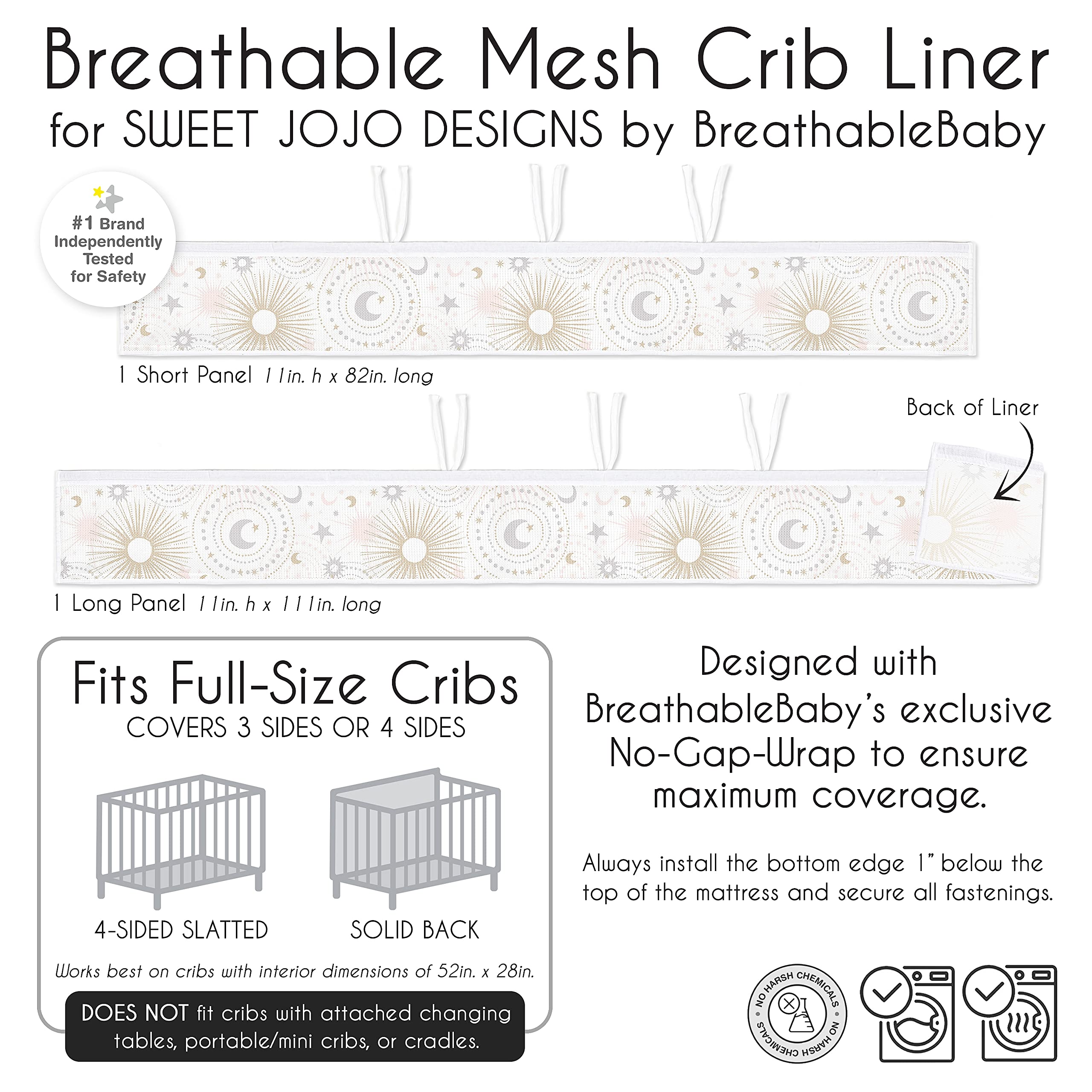 Sweet Jojo Designs mesh liner close-up showing light mesh and tidy edge finish