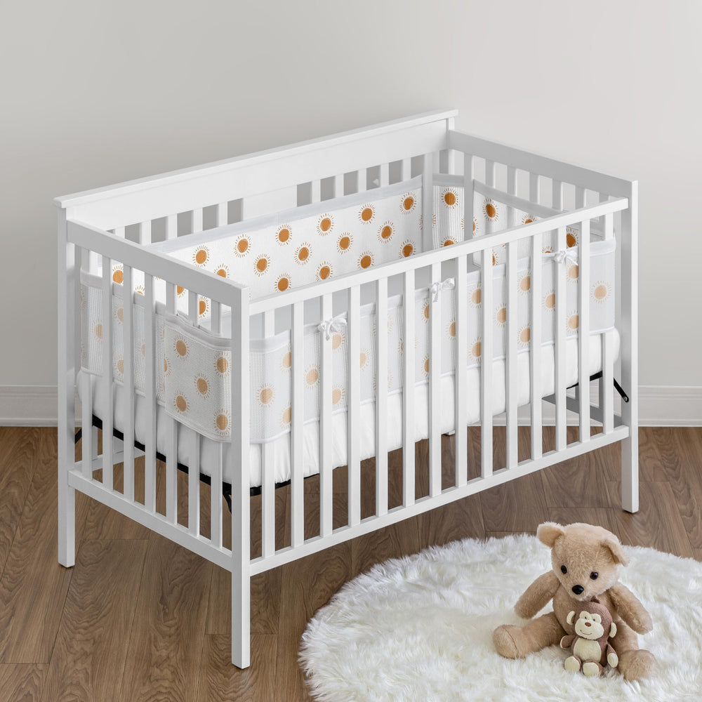 Sweet Jojo Designs breathable mesh crib liner short panel secures a neat fit