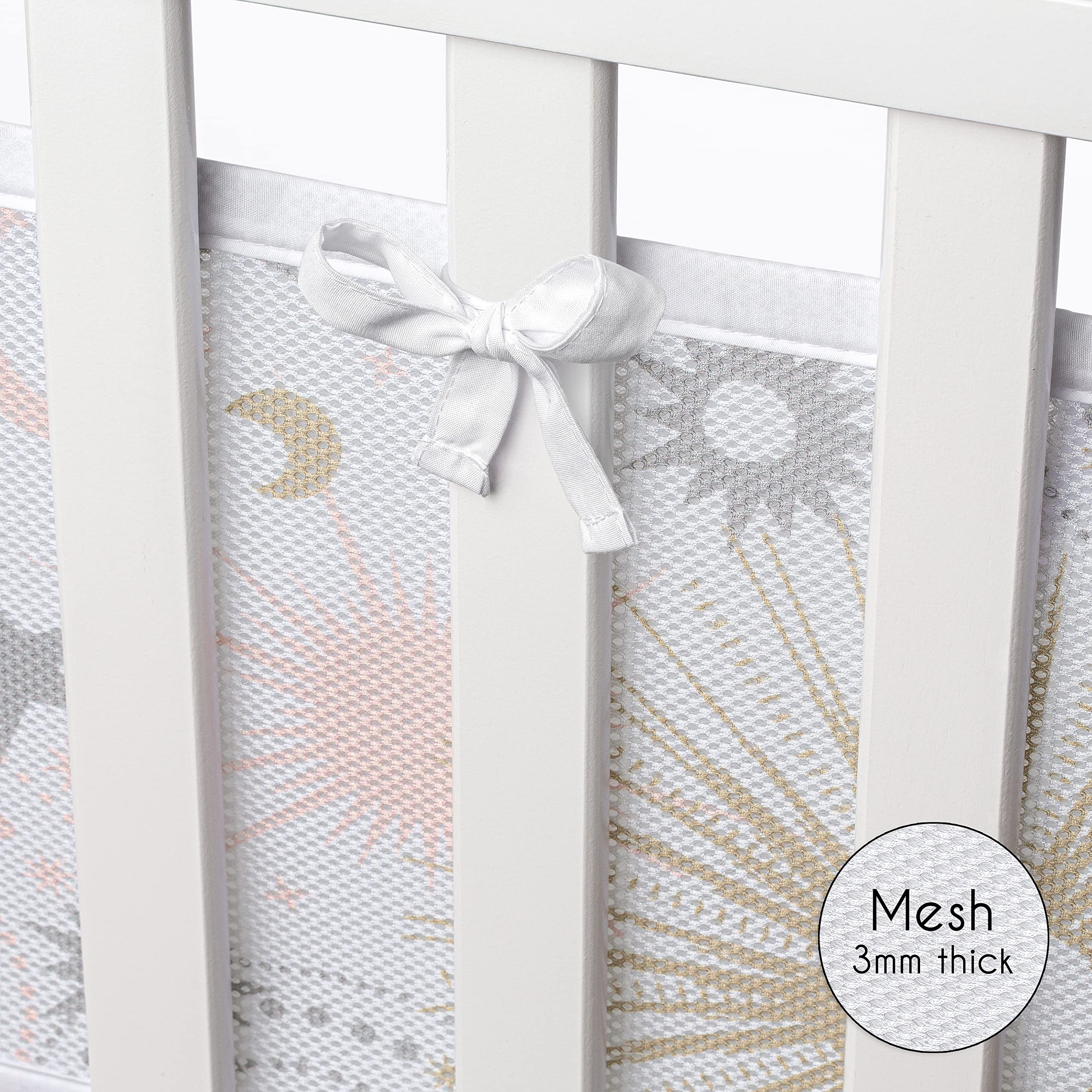 Sweet Jojo Designs breathable mesh liner features reinforced ties and secure closures