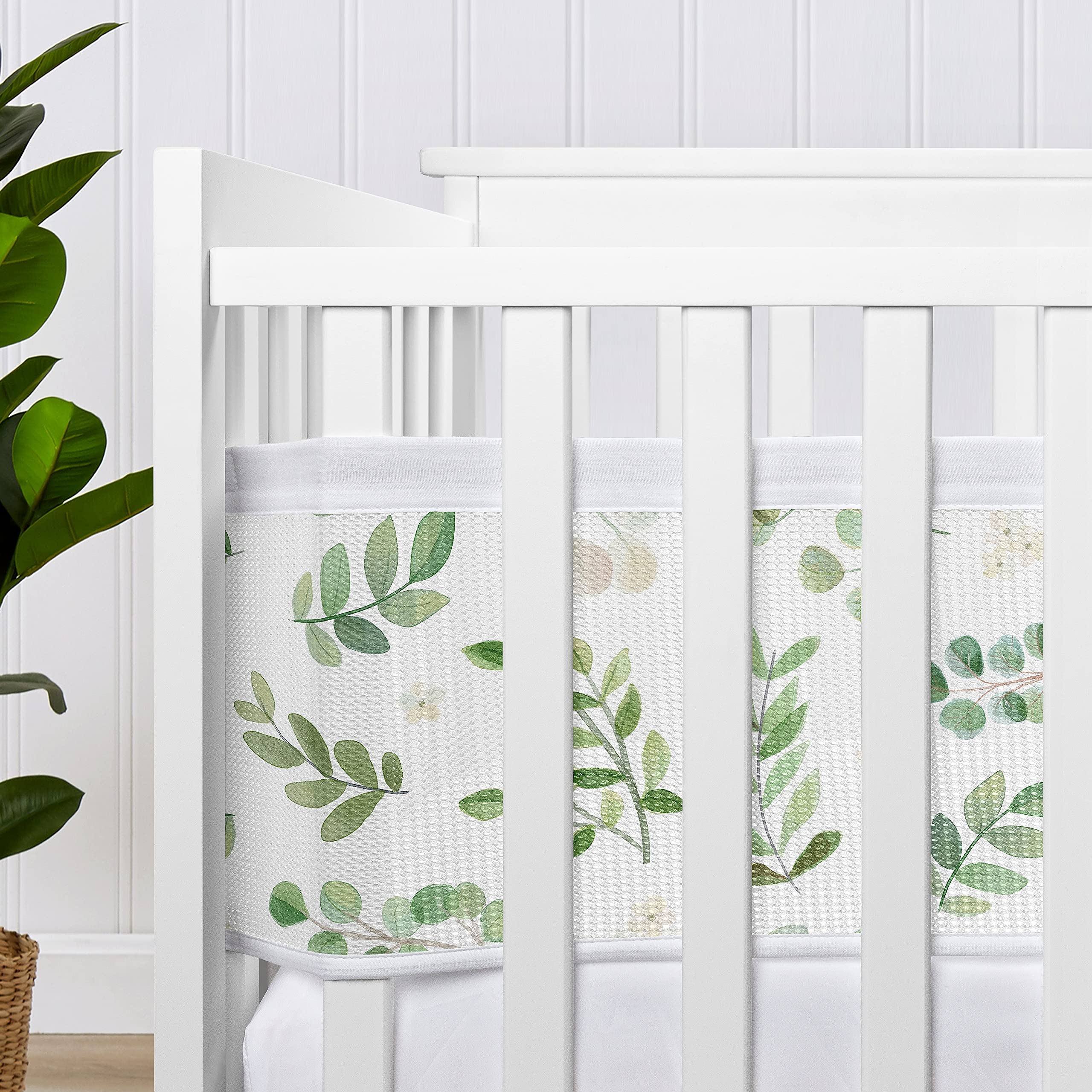 Sweet Jojo Designs woodland greens liner suits nature-inspired spaces with durable mesh.