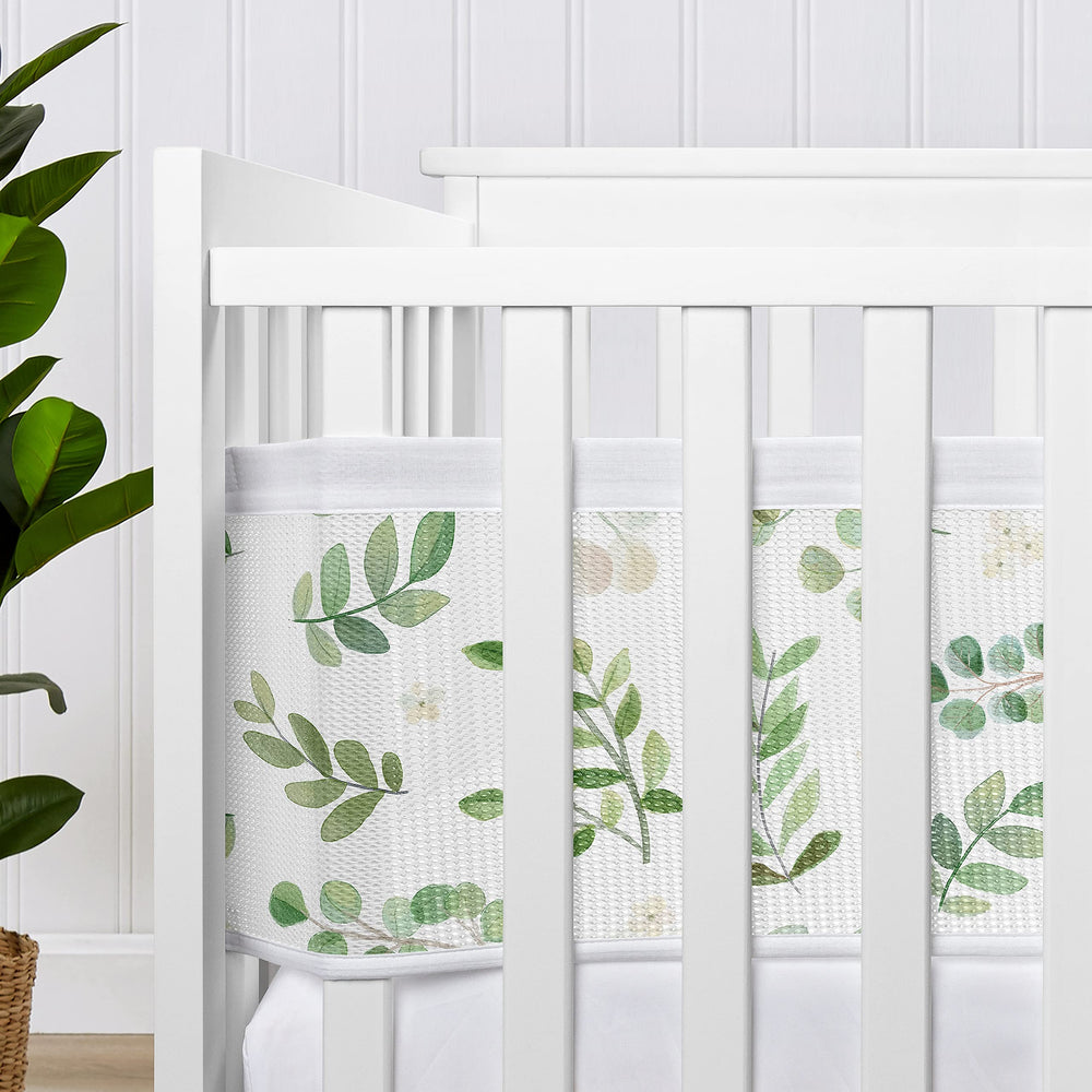 Sweet Jojo Designs woodland greens liner suits nature-inspired spaces with durable mesh.