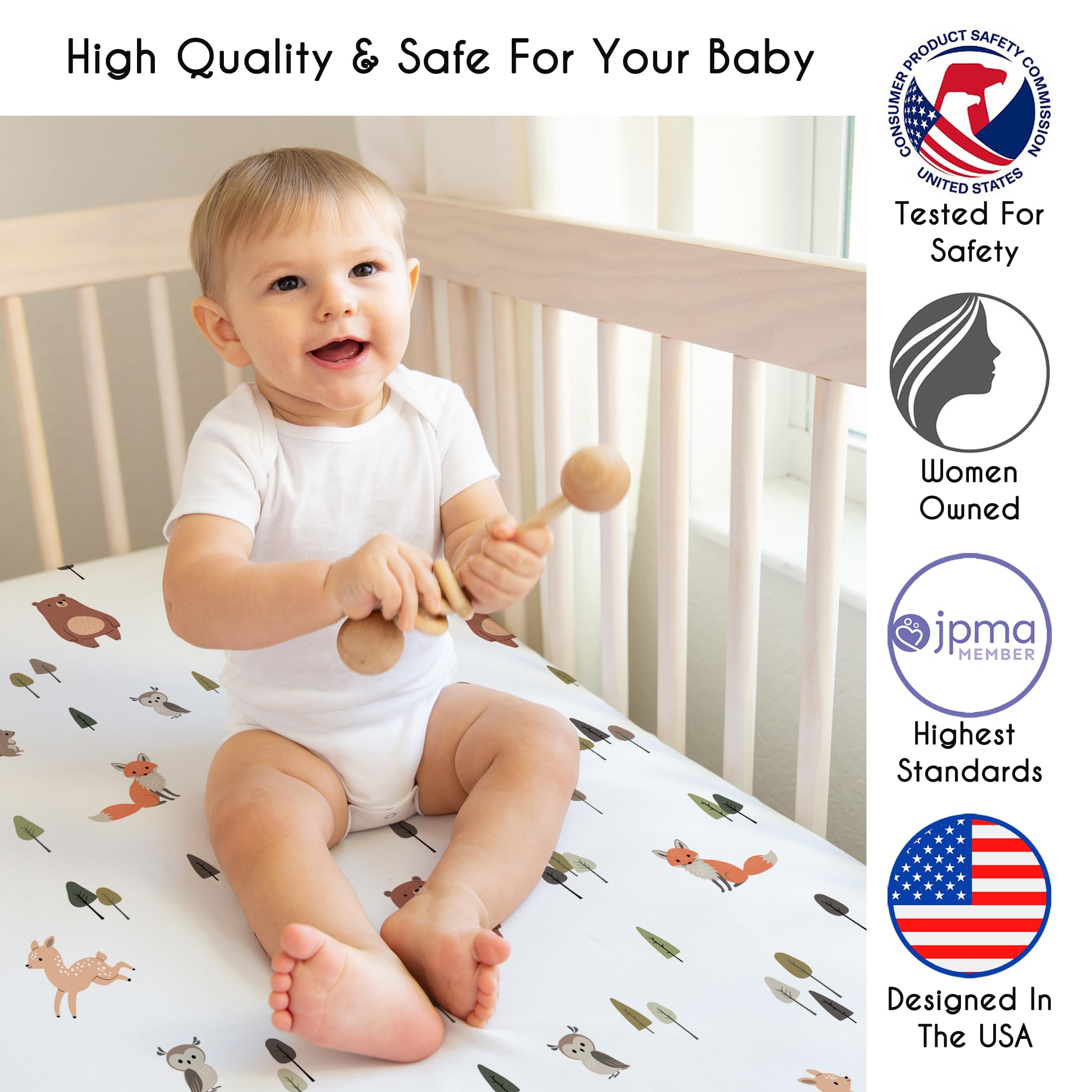 Sweet Jojo Designs brown bear forest animals sheet adds playful charm to baby bedtime