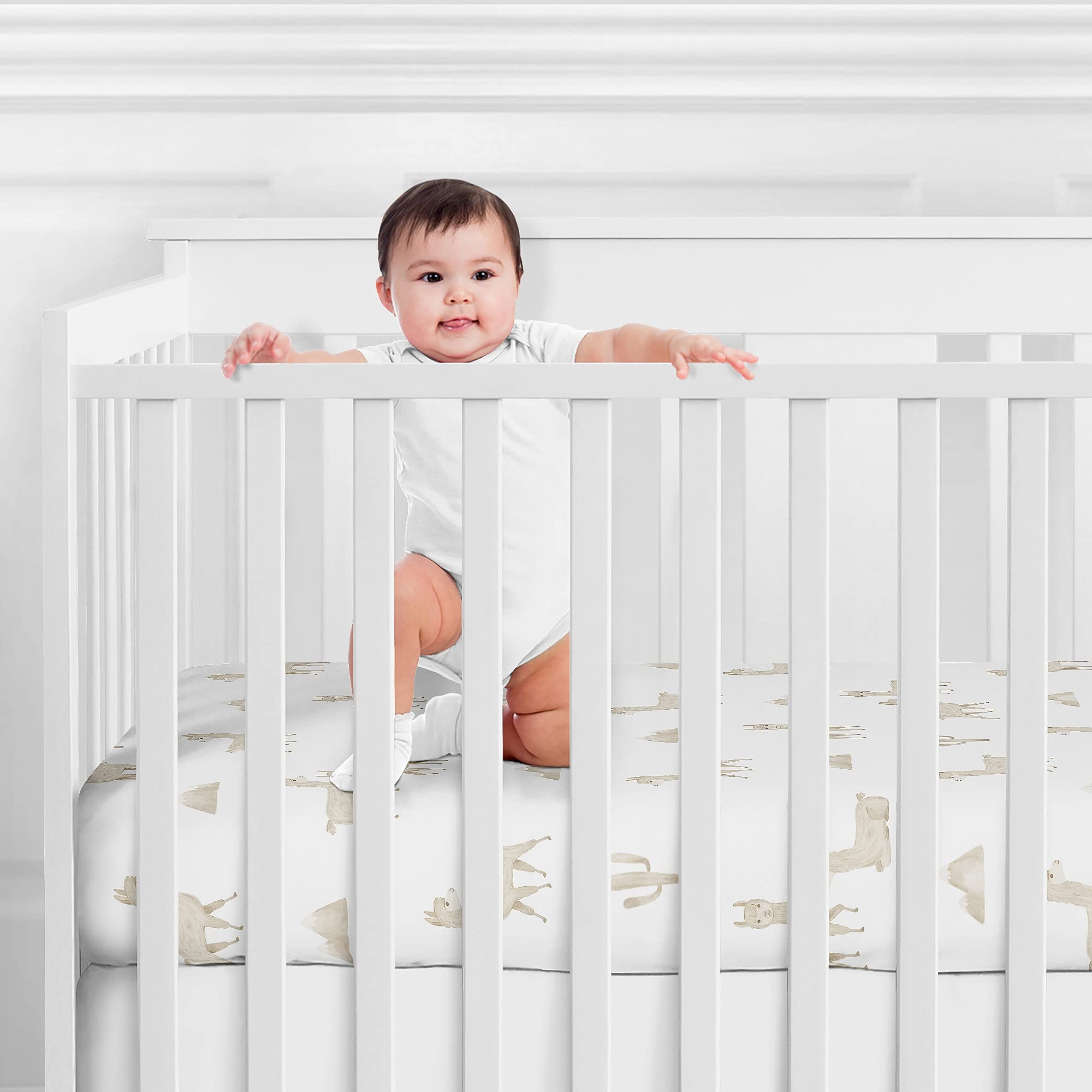 Close-up of brushed microfiber crib sheet by Sweet Jojo Designs