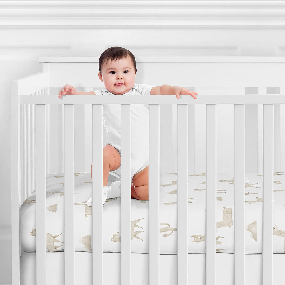Close-up of brushed microfiber crib sheet by Sweet Jojo Designs