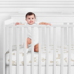 Close-up of brushed microfiber crib sheet by Sweet Jojo Designs