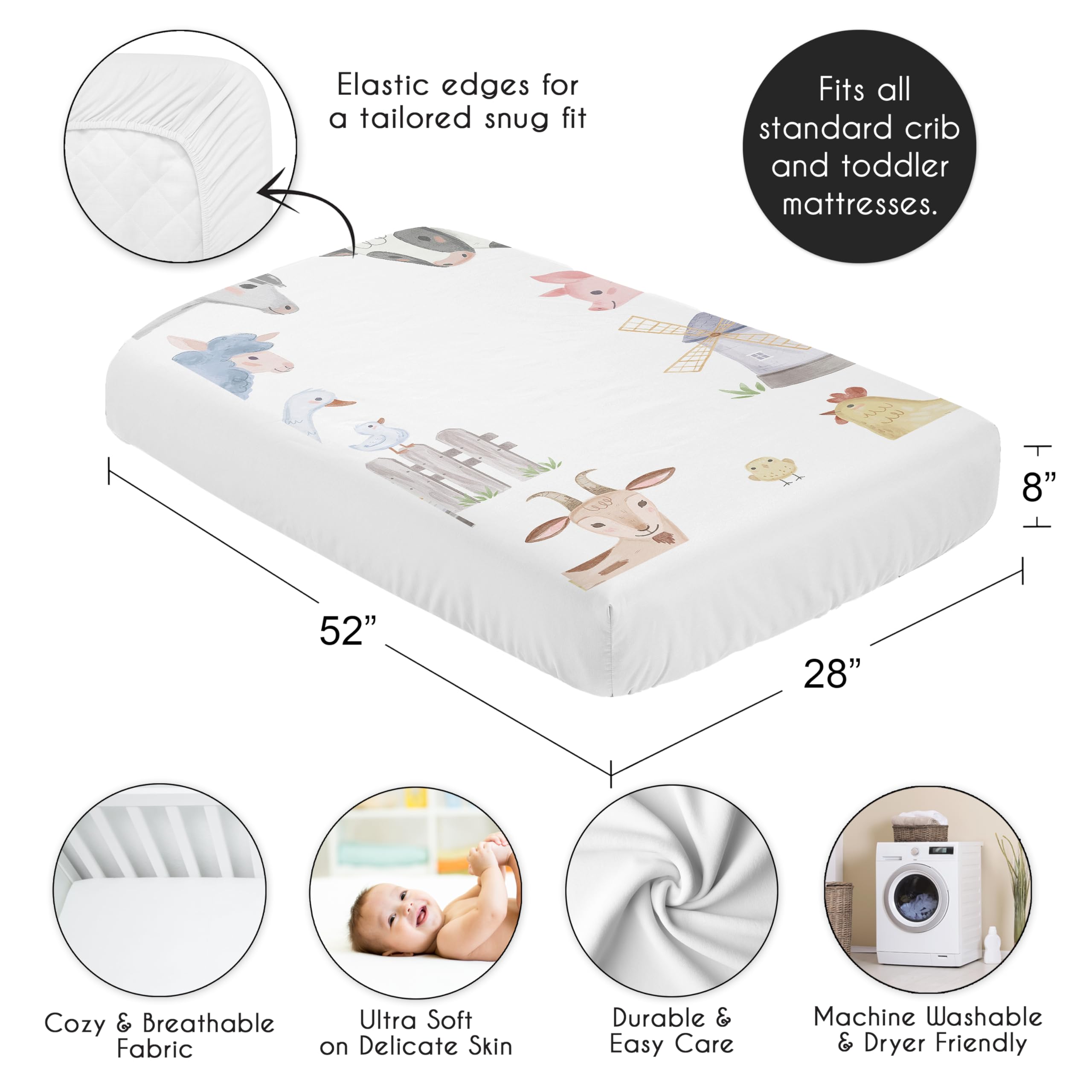 Sweet Jojo Designs brushed microfiber crib sheet with soft, gentle touch