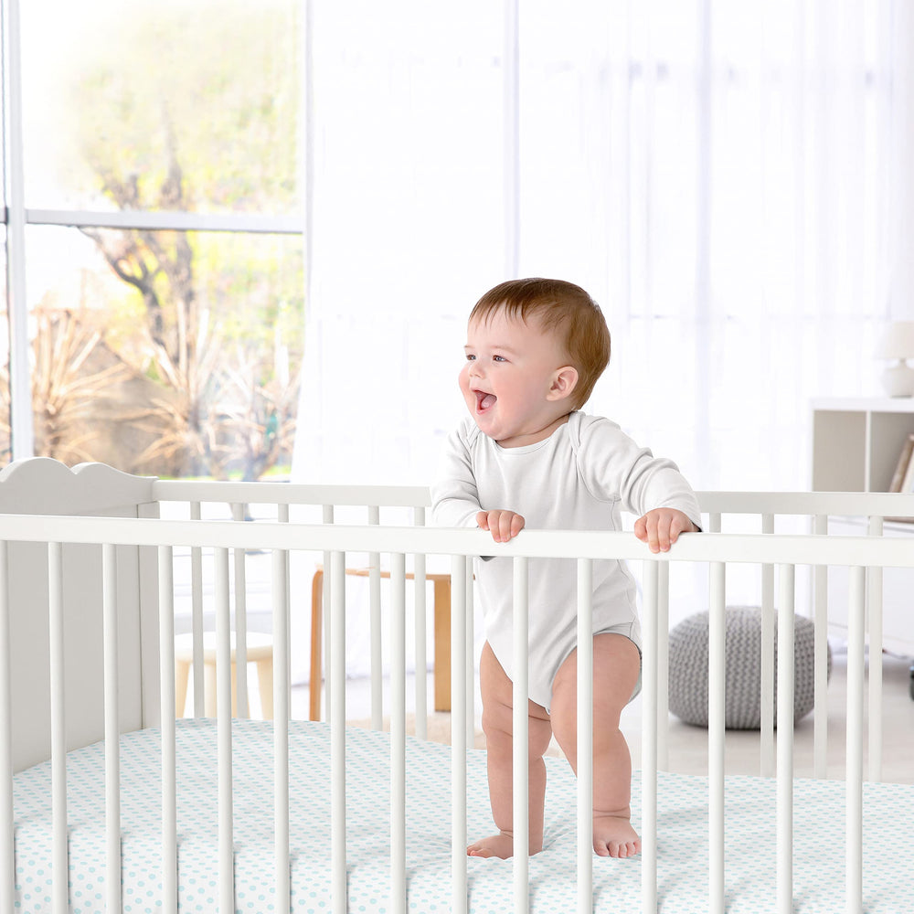Sweet Jojo Designs brushed microfiber crib sheet feels soft and comfortable for baby sleep.