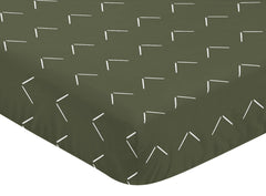 Sweet Jojo Designs green white print supports calming nursery theme with versatile style.
