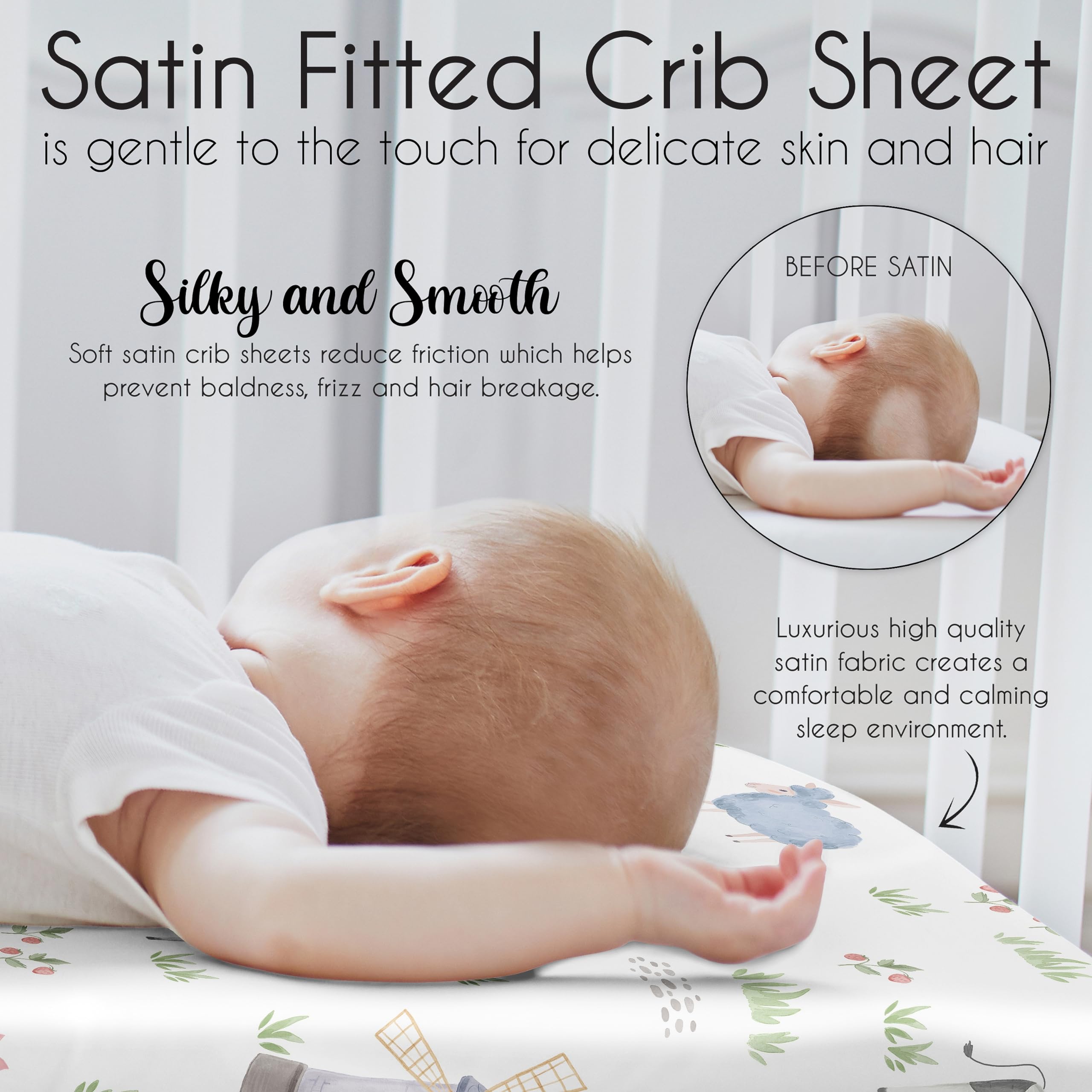 Sweet Jojo Designs chickens and trees add nature-inspired charm to crib sheet