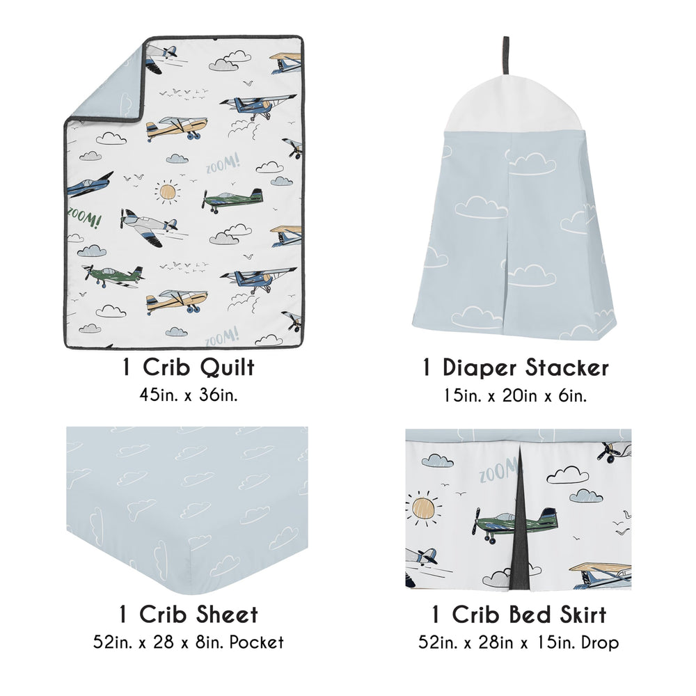Sweet Jojo Designs clouds and airplanes crib sheet for breathable comfort