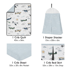 Sweet Jojo Designs clouds and airplanes crib sheet for breathable comfort