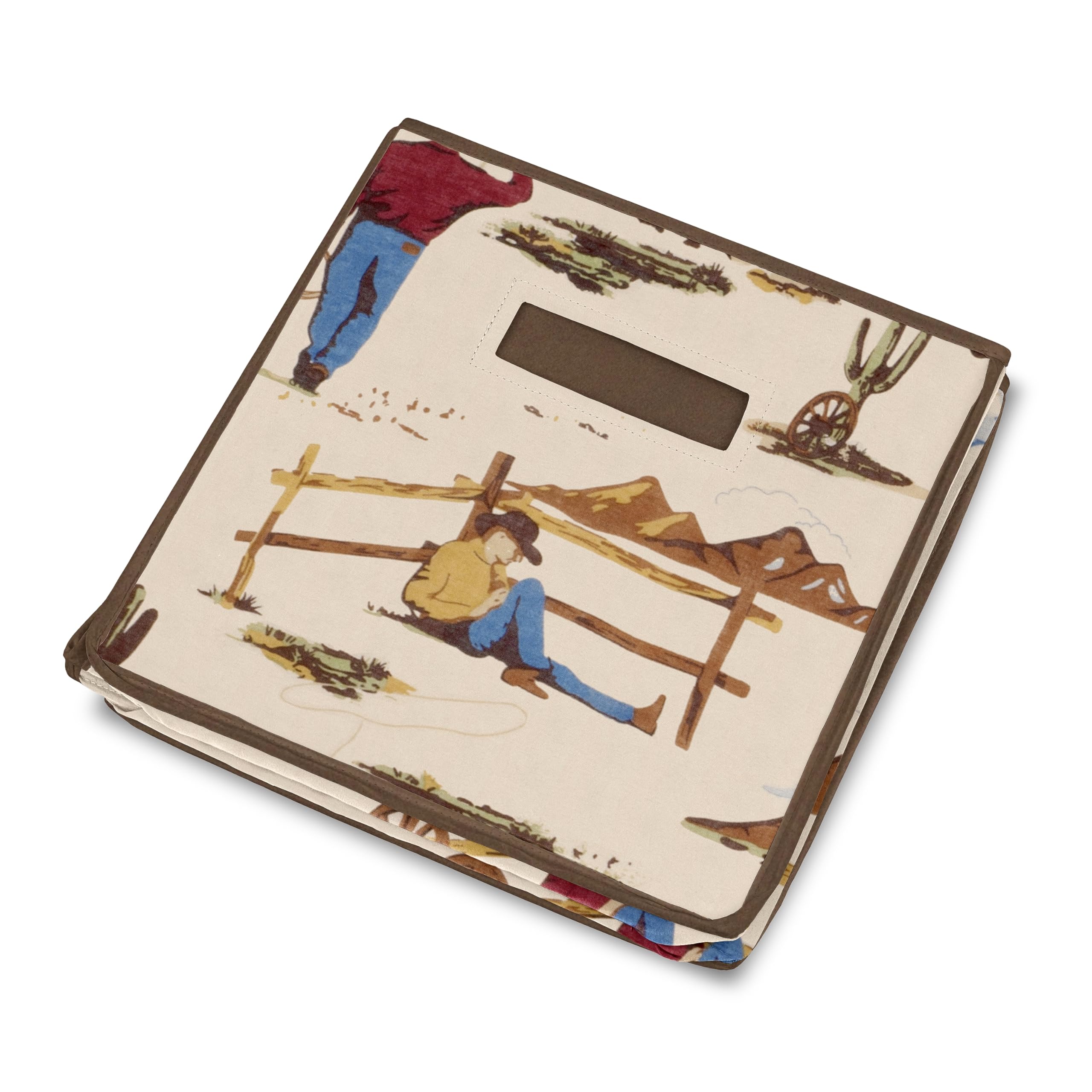 Sweet Jojo Designs Cowboy Wild West print detail enhances nursery decor.