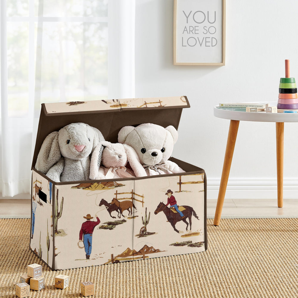 Sweet Jojo Designs toy bin side view shows reinforced handles for easy transport.