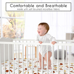 Sweet Jojo Designs crib sheet with elastic bottom edge for a secure, snug fit.