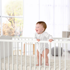 Sweet Jojo Designs crib sheet with elastic bottom for a secure fit on standard cribs.