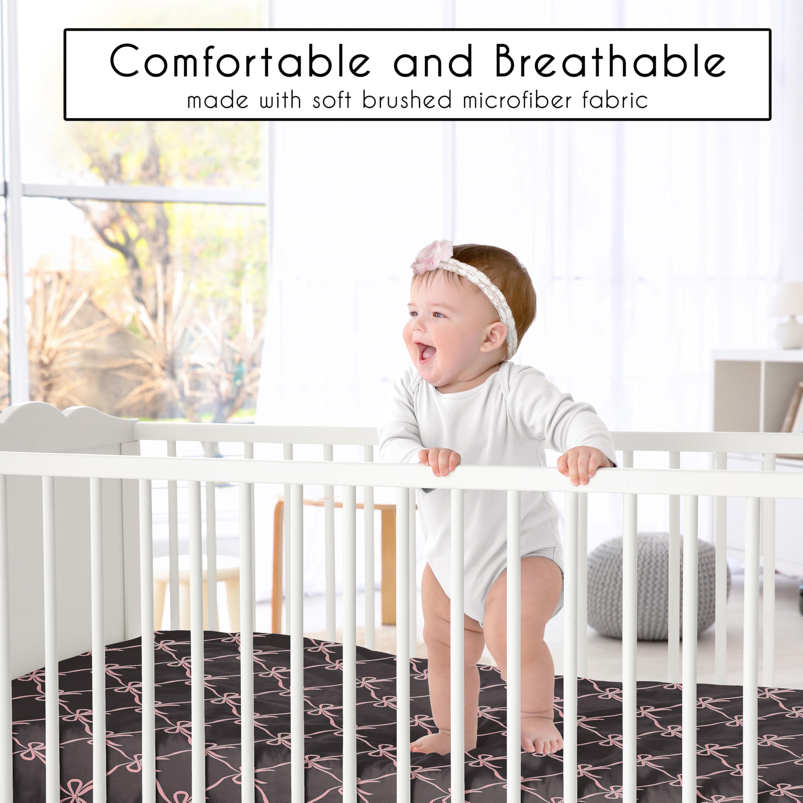 Elastic edge on the crib sheet provides a secure, stay-put fit.
