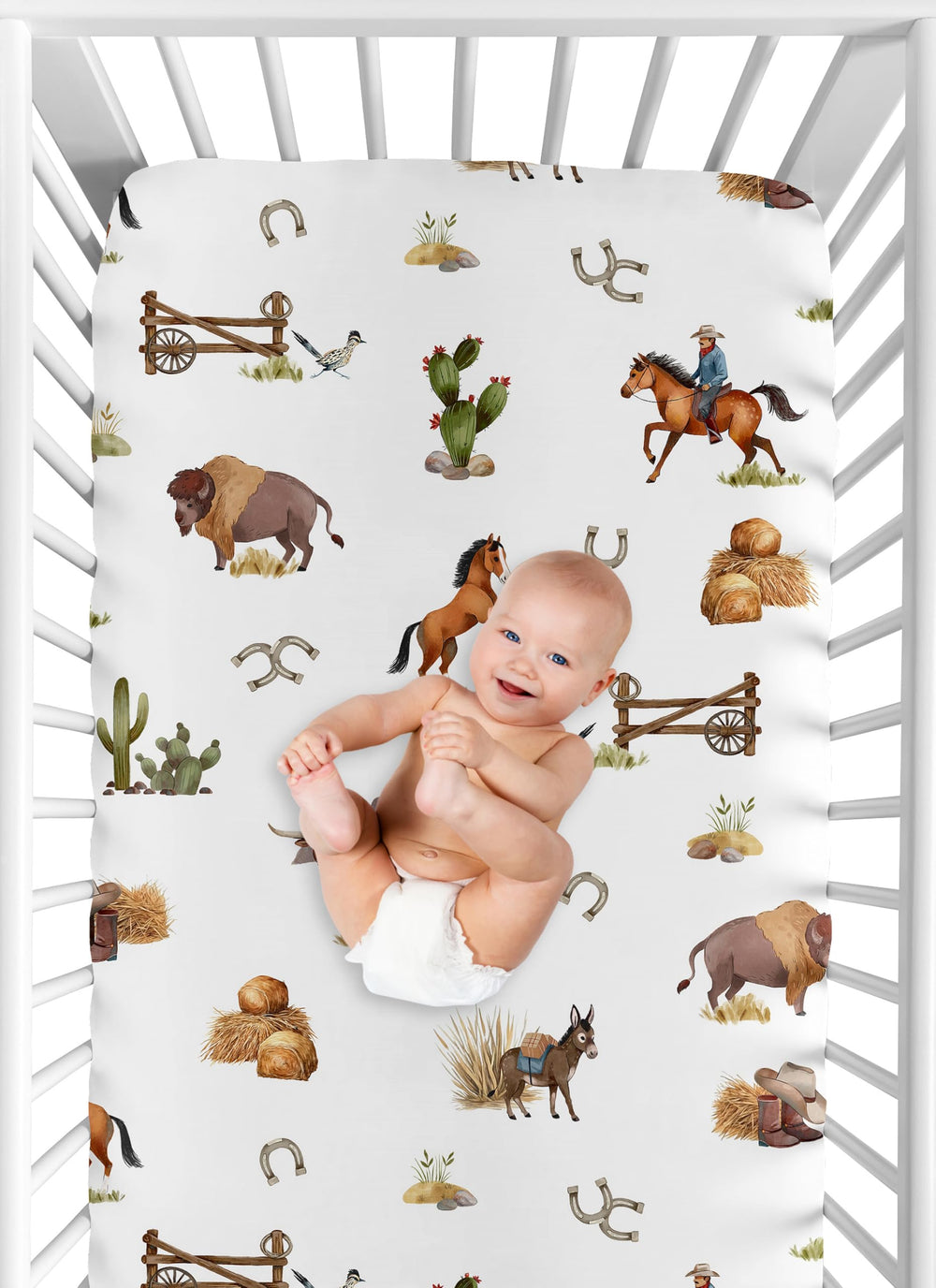 Soft, breathable microfiber crib sheet from Sweet Jojo Designs for comfortable naps.