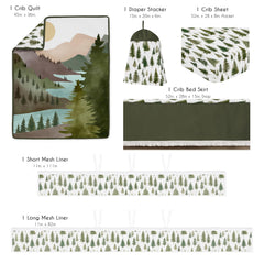 Sweet Jojo Designs fitted crib sheet with pine tree print and secure elastic fit