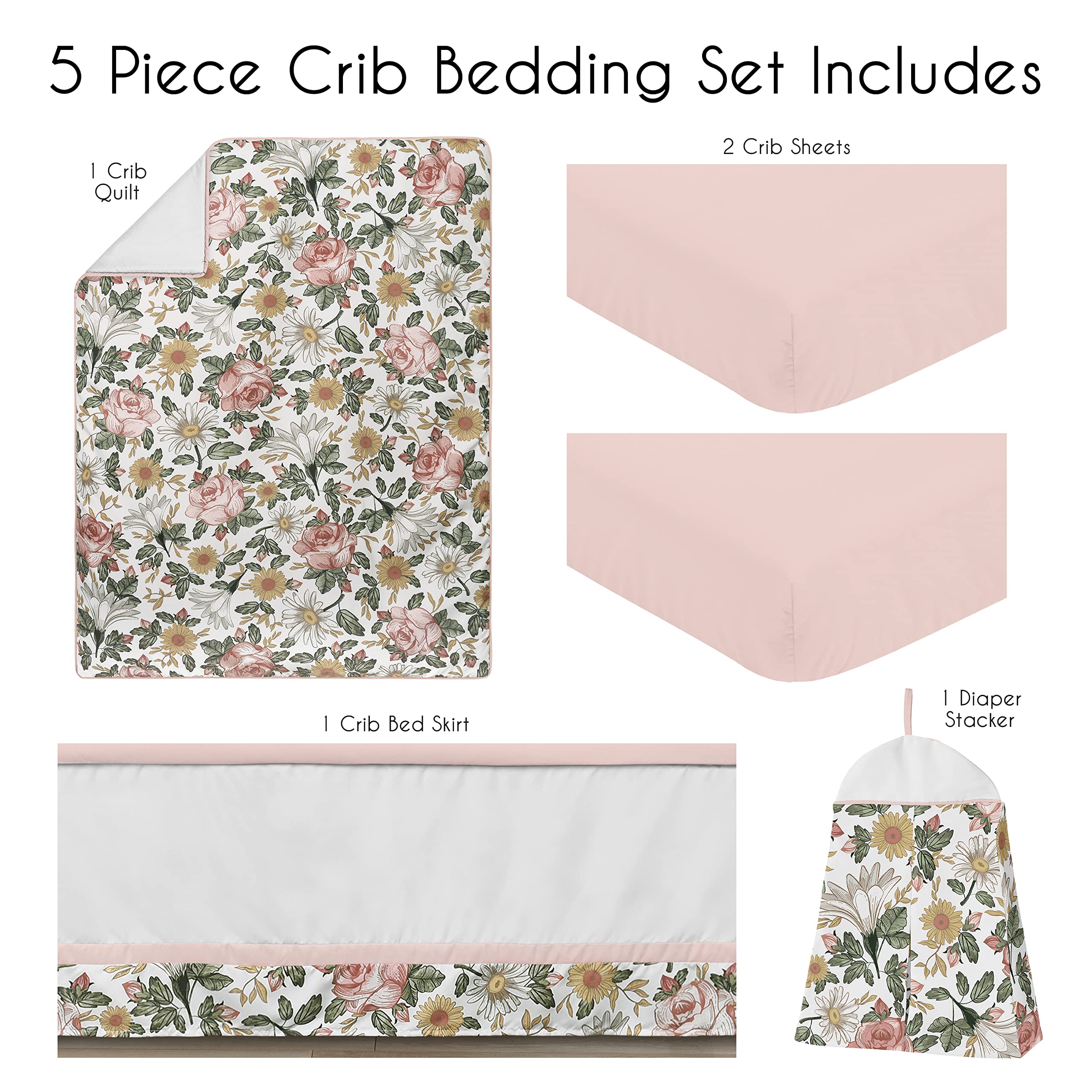 Sweet Jojo Designs crib sheets with elastic edge fit standard cribs securely and neatly.