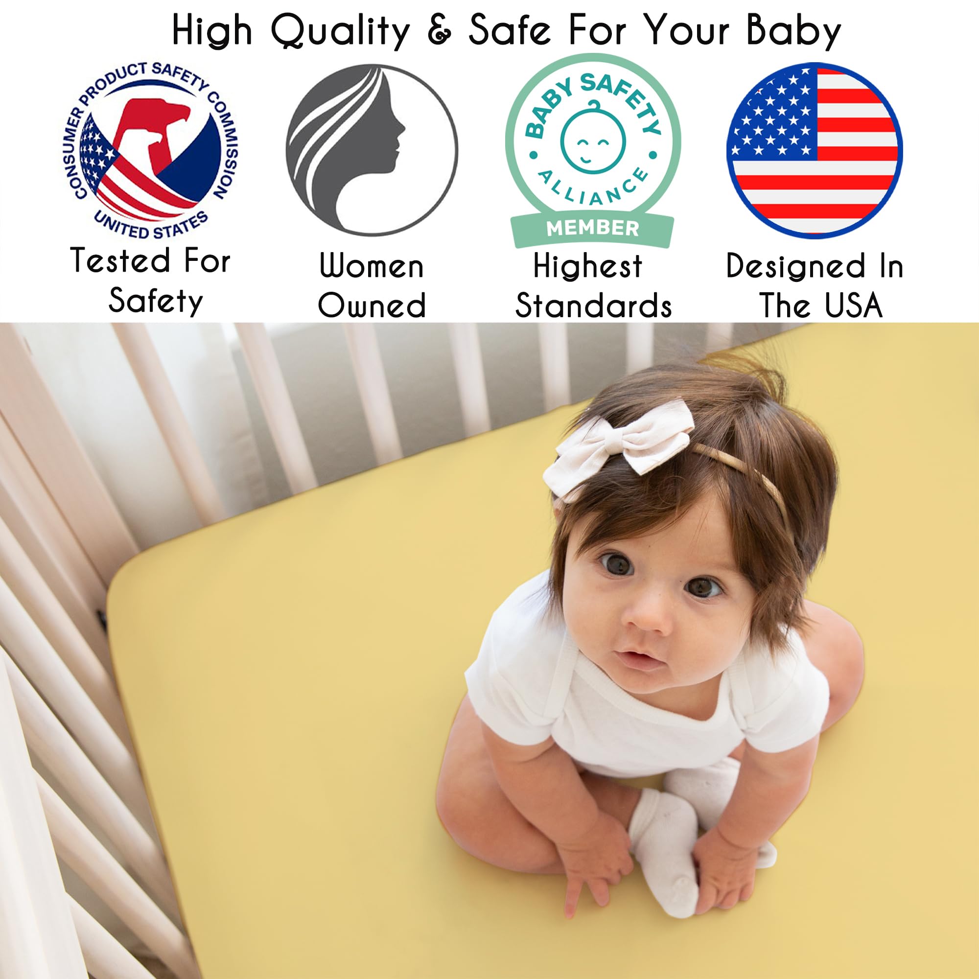 Sweet Jojo Designs crib skirt in white complements sunburst print