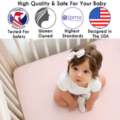 Sweet Jojo Designs crib skirt with drop finishes the look while concealing under-crib storage.