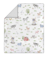 Sweet Jojo Designs crib skirt adds farmhouse charm and color contrast.