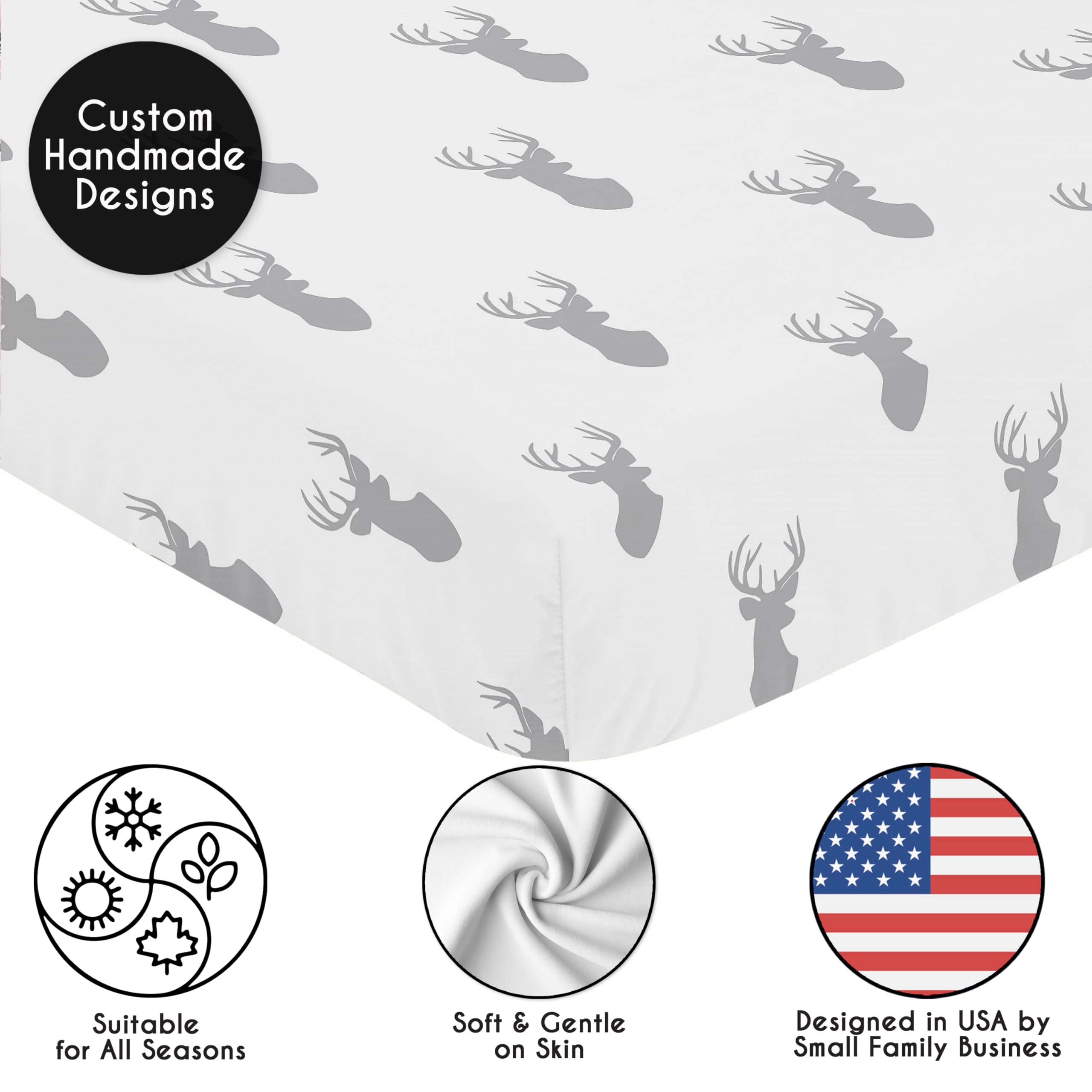 Sweet Jojo Designs Deer Animals Print crib sheet for easy woodland-themed nursery coordination