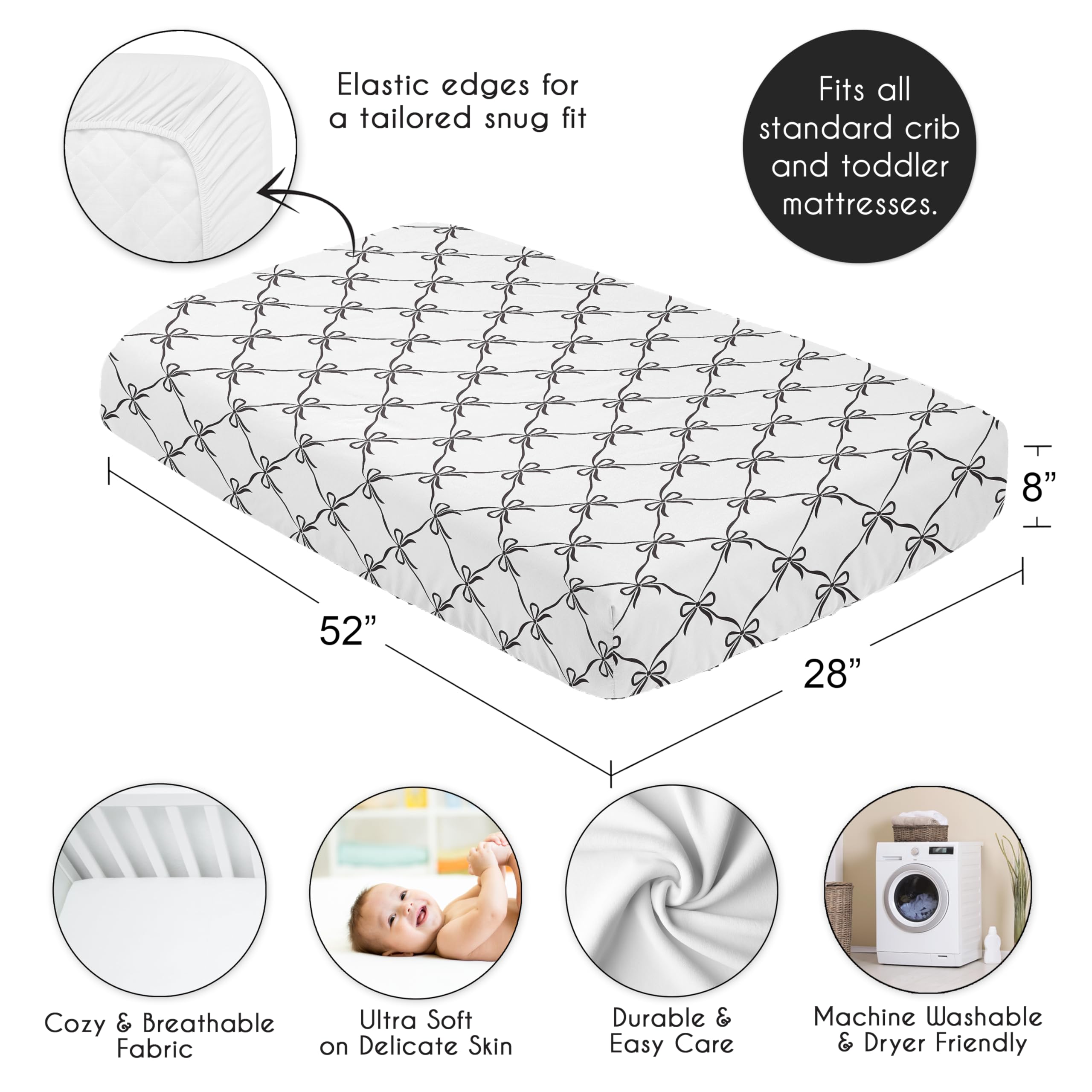 Sweet Jojo Designs USA-designed crib sheet supports practical, coordinated nursery decor