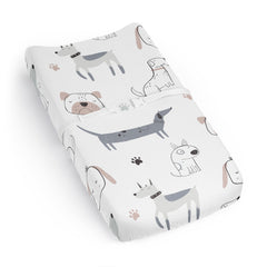 Sweet Jojo Designs dog watercolor puppies changing pad cover provides soft comfort for diaper changes