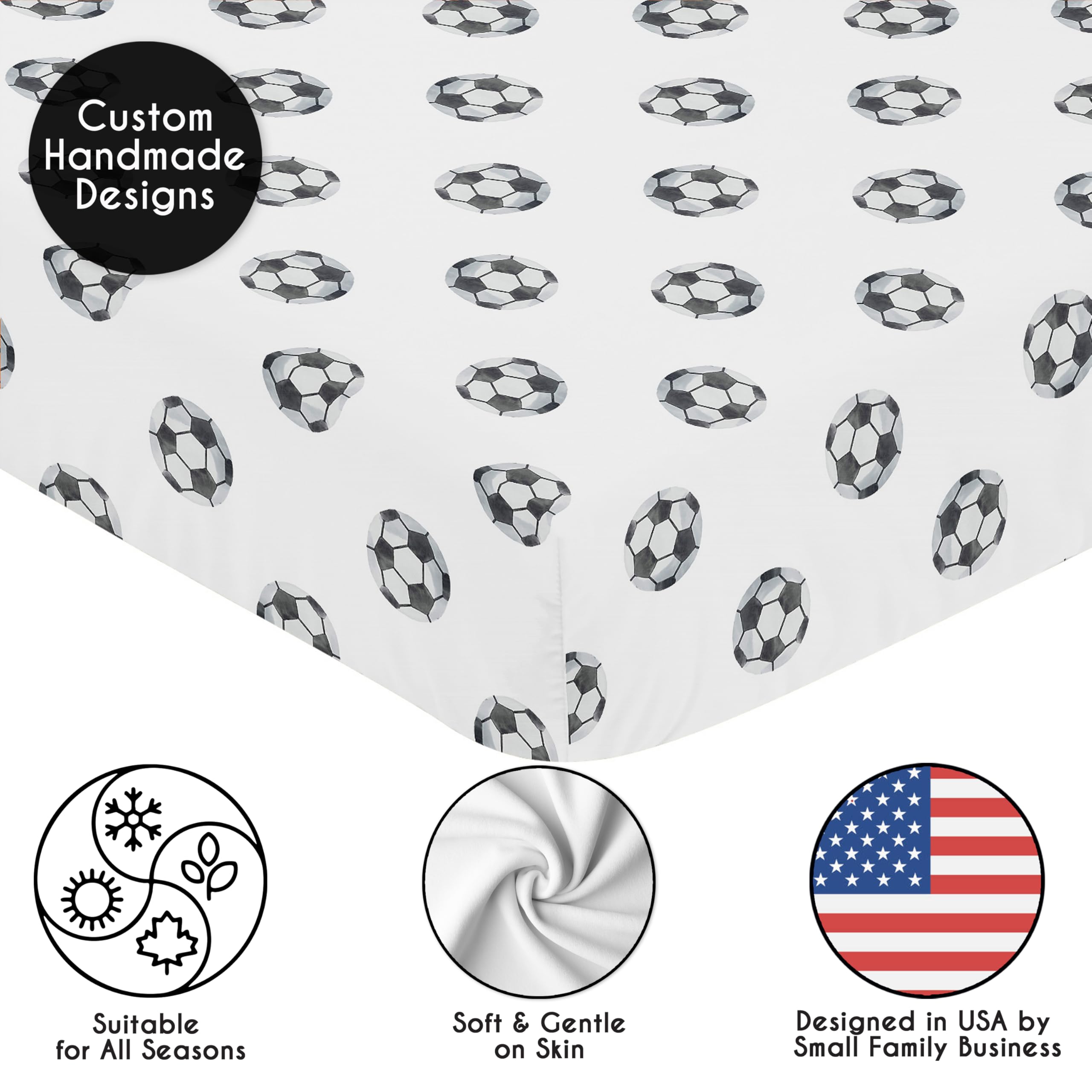 Closeup of durable stitching on Sweet Jojo Designs crib sheet