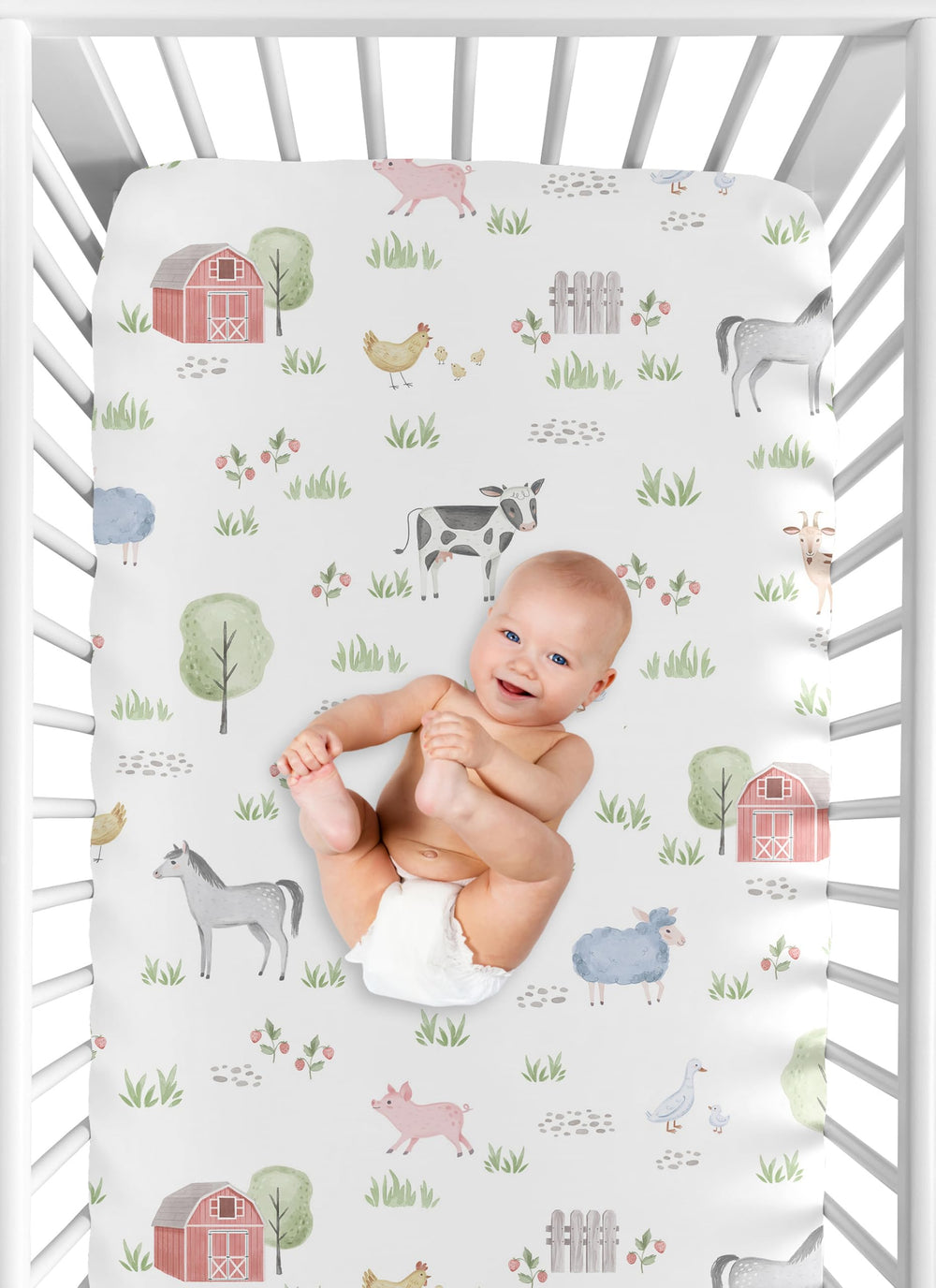 Sweet Jojo Designs easy-care crib sheets machine washable for busy parents.