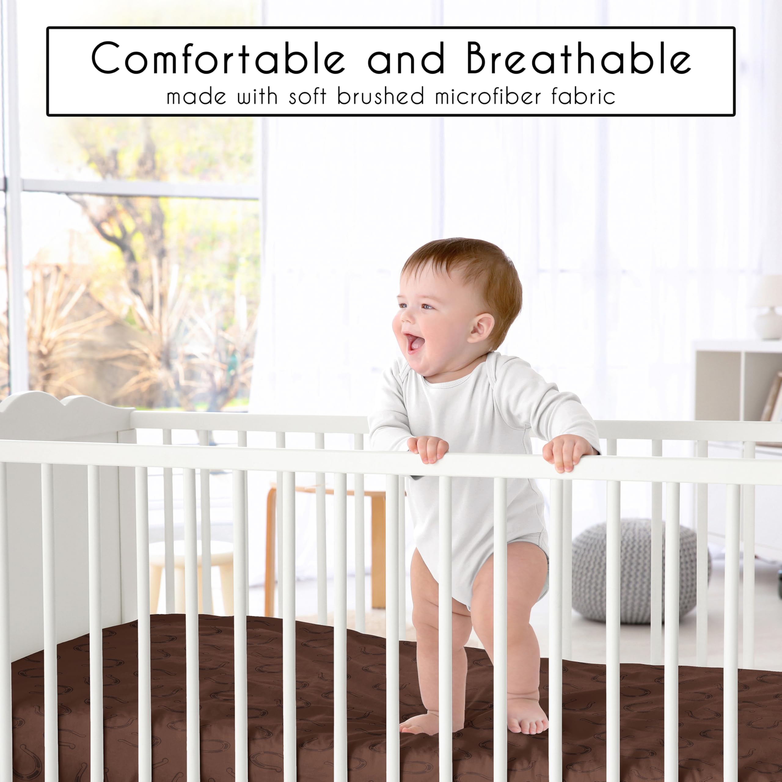Sweet Jojo Designs machine-washable crib sheet for busy parents.