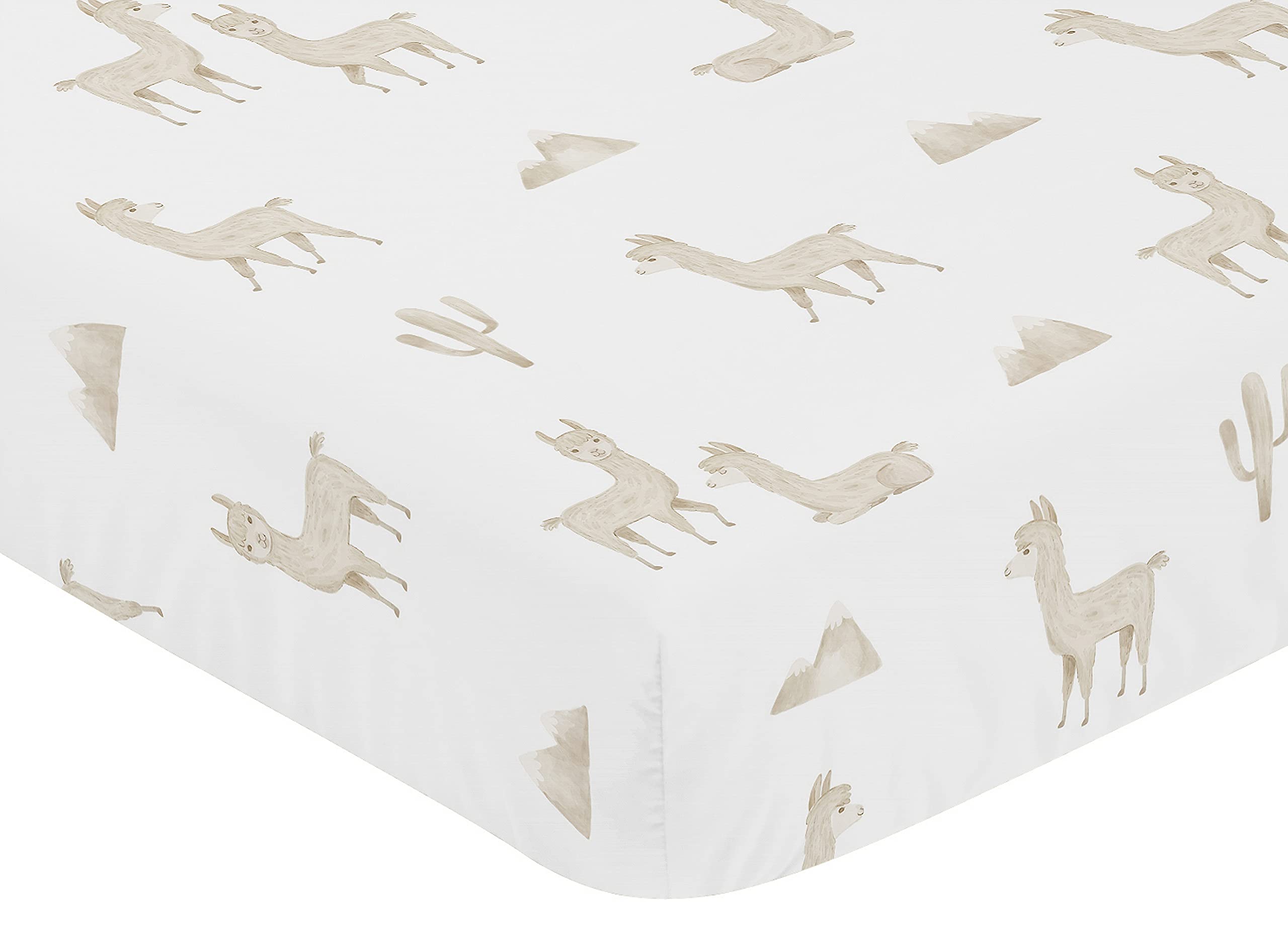 Elastic bottom edge demonstrated on a Sweet Jojo Designs crib sheet