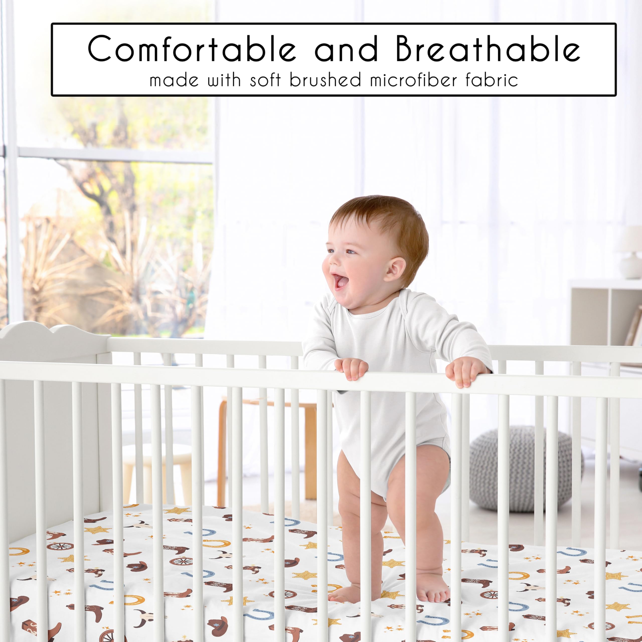 Sweet Jojo Designs elastic-edge crib sheet ensures quick changes and a tight fit on standard cribs
